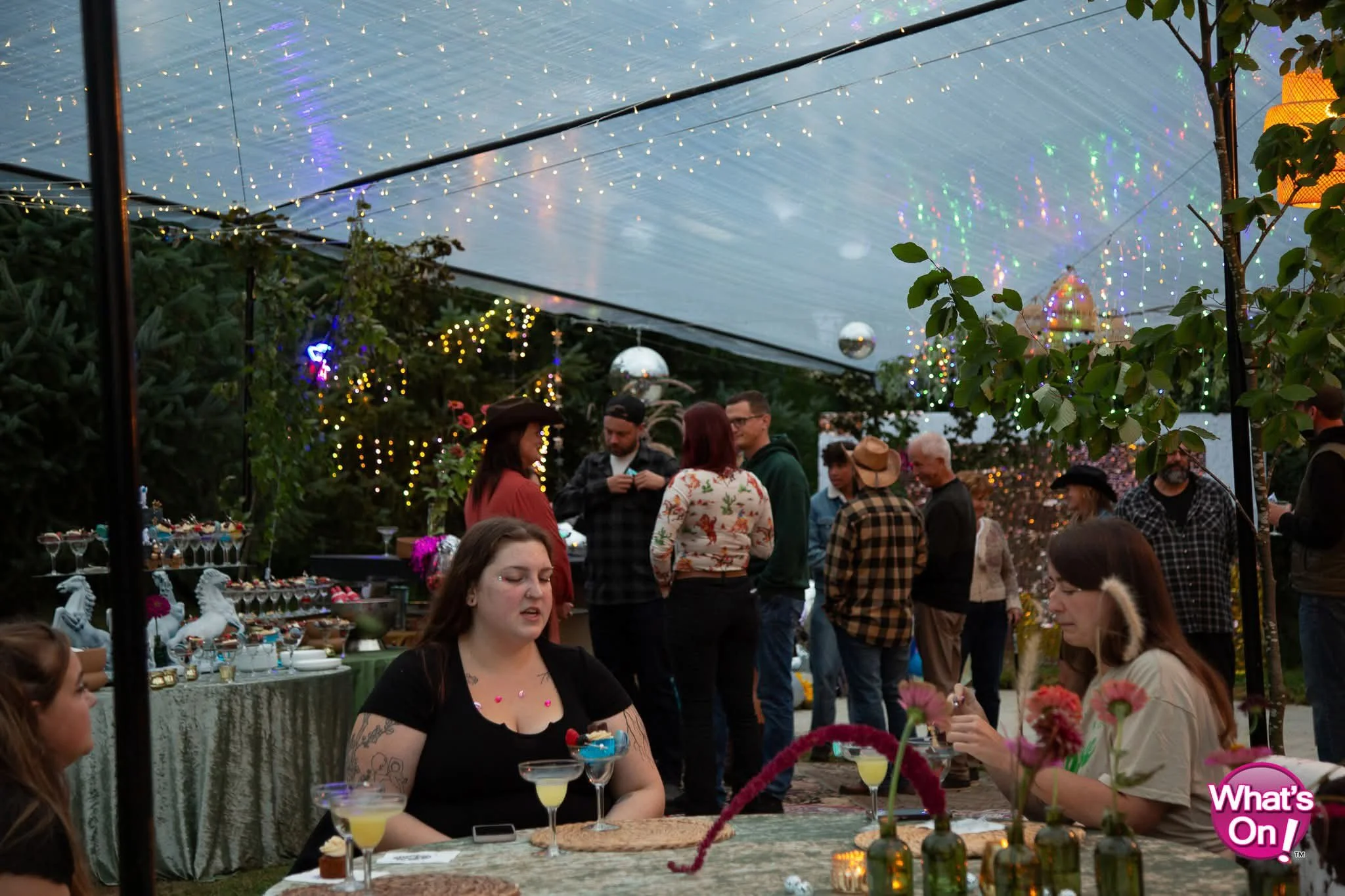 Wedding guests enjoying the party
