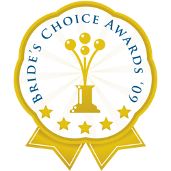 Bride's Choice Awards 2009 seal with a gold ribbon and a trophy illustration in the center.