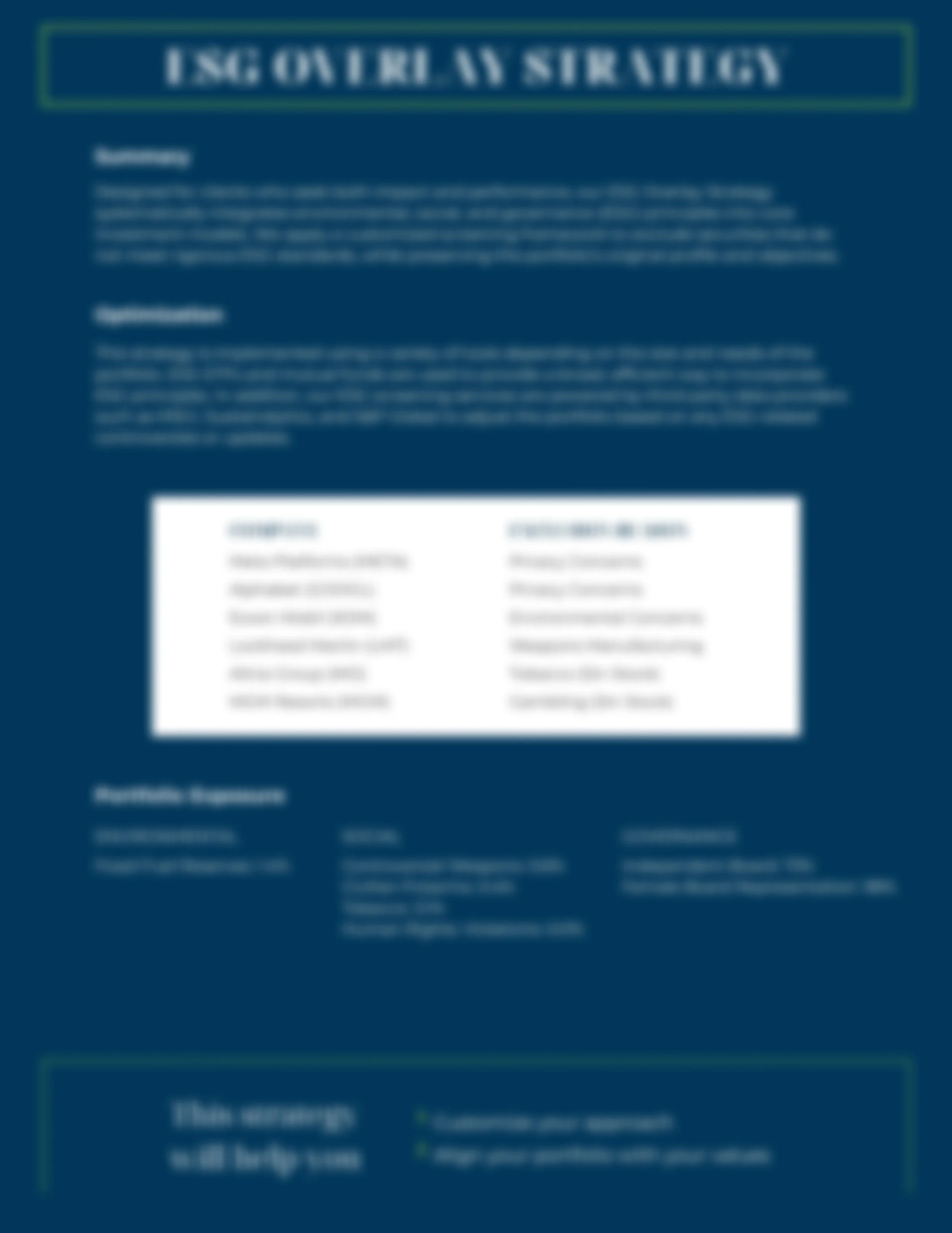 blurred image of ESG Overlay factsheet