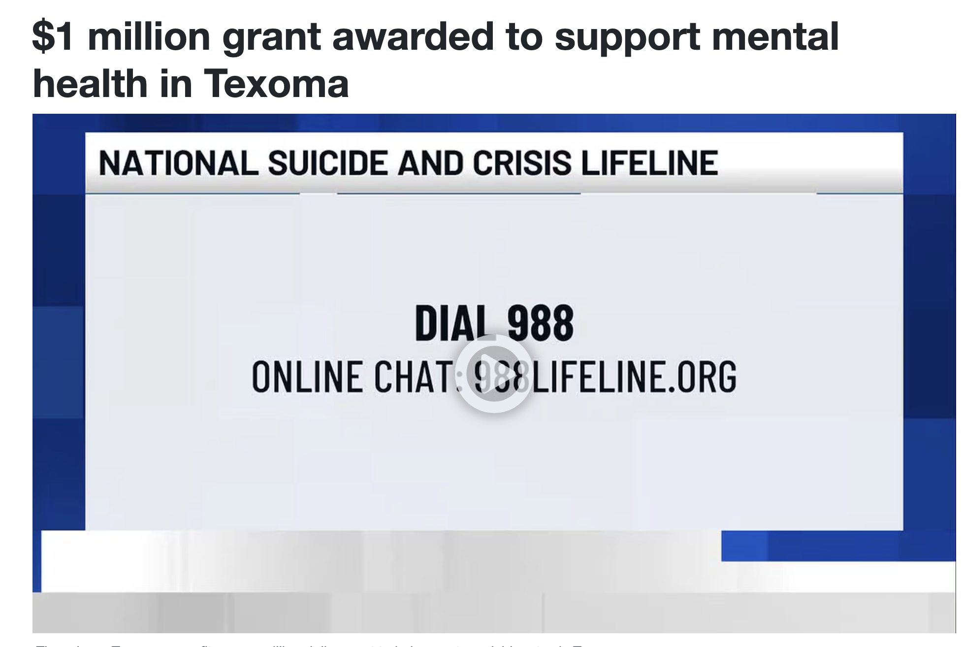 $1 million grant awarded to support mental health in Texoma