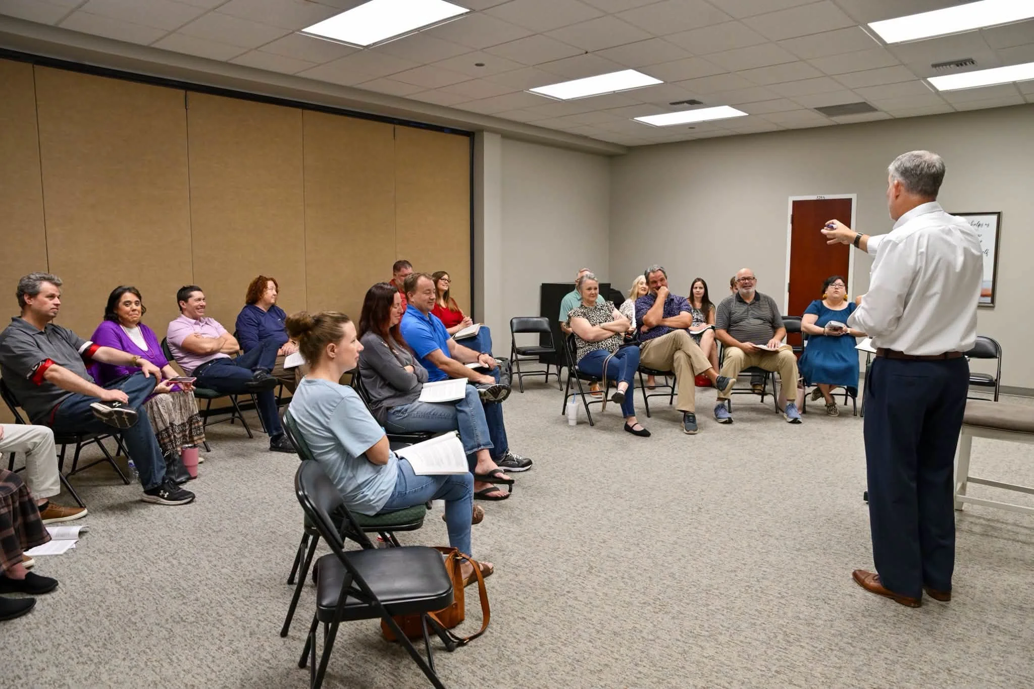 Adults gathered for a Sunday morning Life Group class