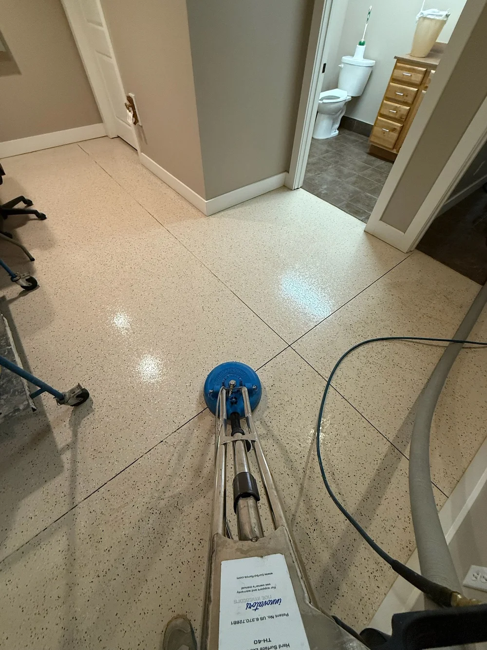 Clean tile floor after professional grout cleaning