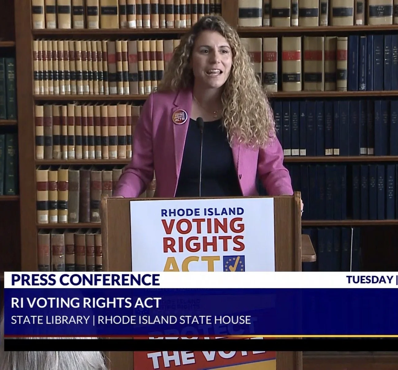 Rep. Kazarian speaks to crowd at RIVRA Press Conference