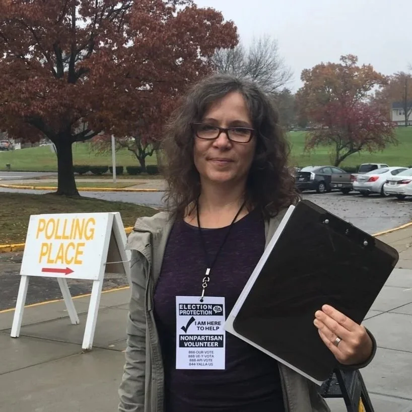 A volunteer at the polls participating in Election Protection program