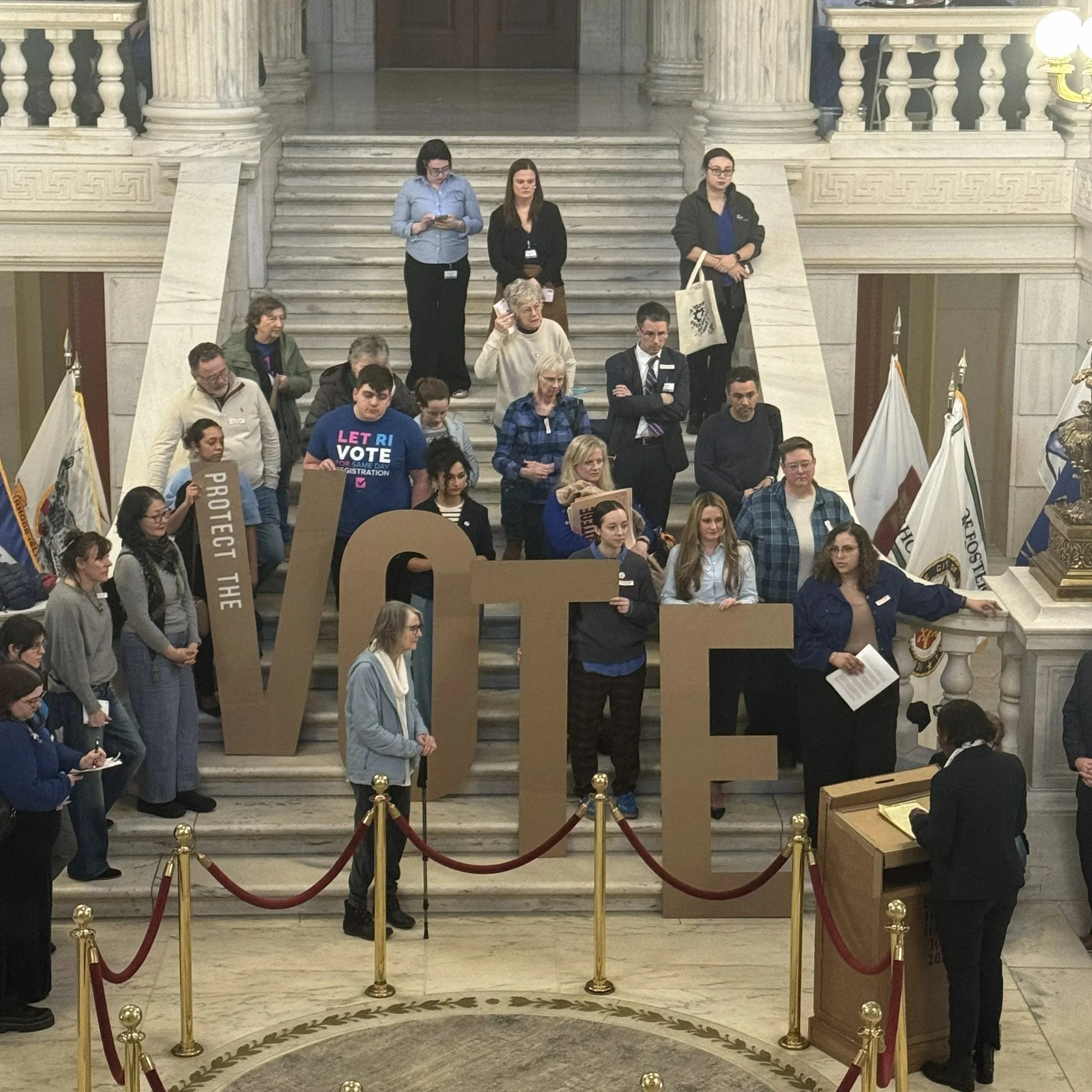 Crowd gathers for creative lobby day at Rhode Island State House