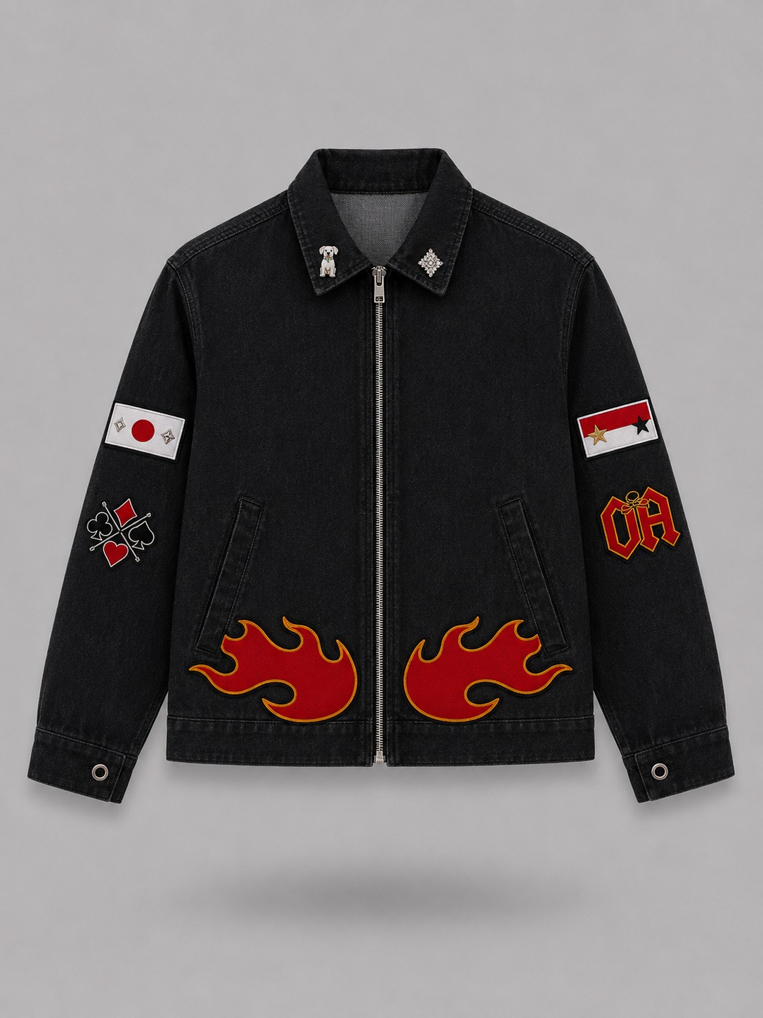 Black Flames Denim Jacket