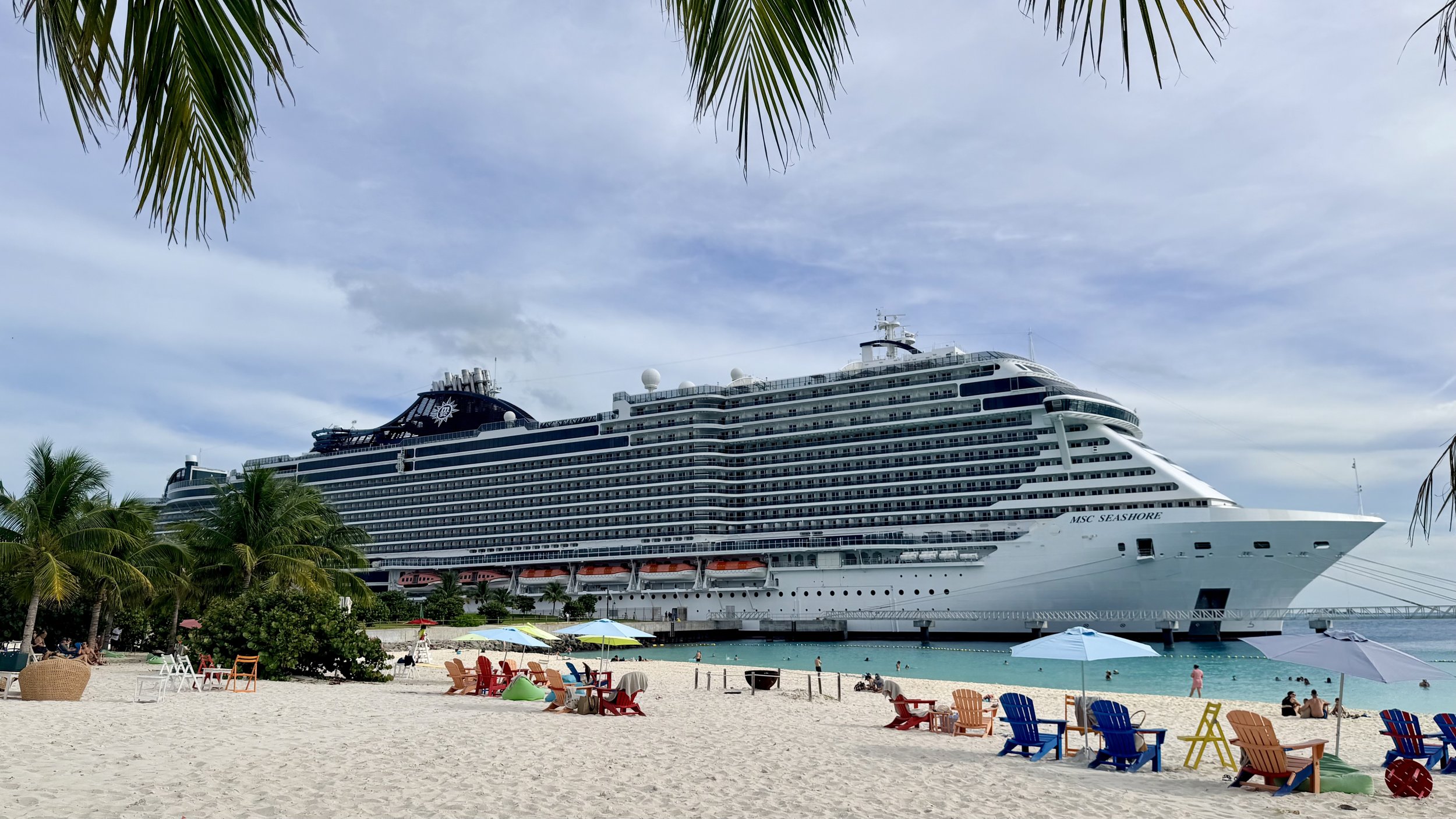 MSC Seashore docked at Ocean Cay