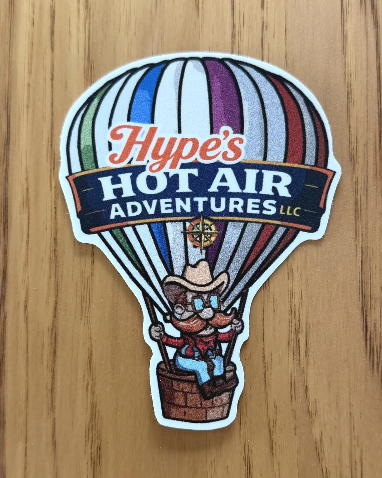 4" "Stache" Hype's Hot Air Adventures sticker
