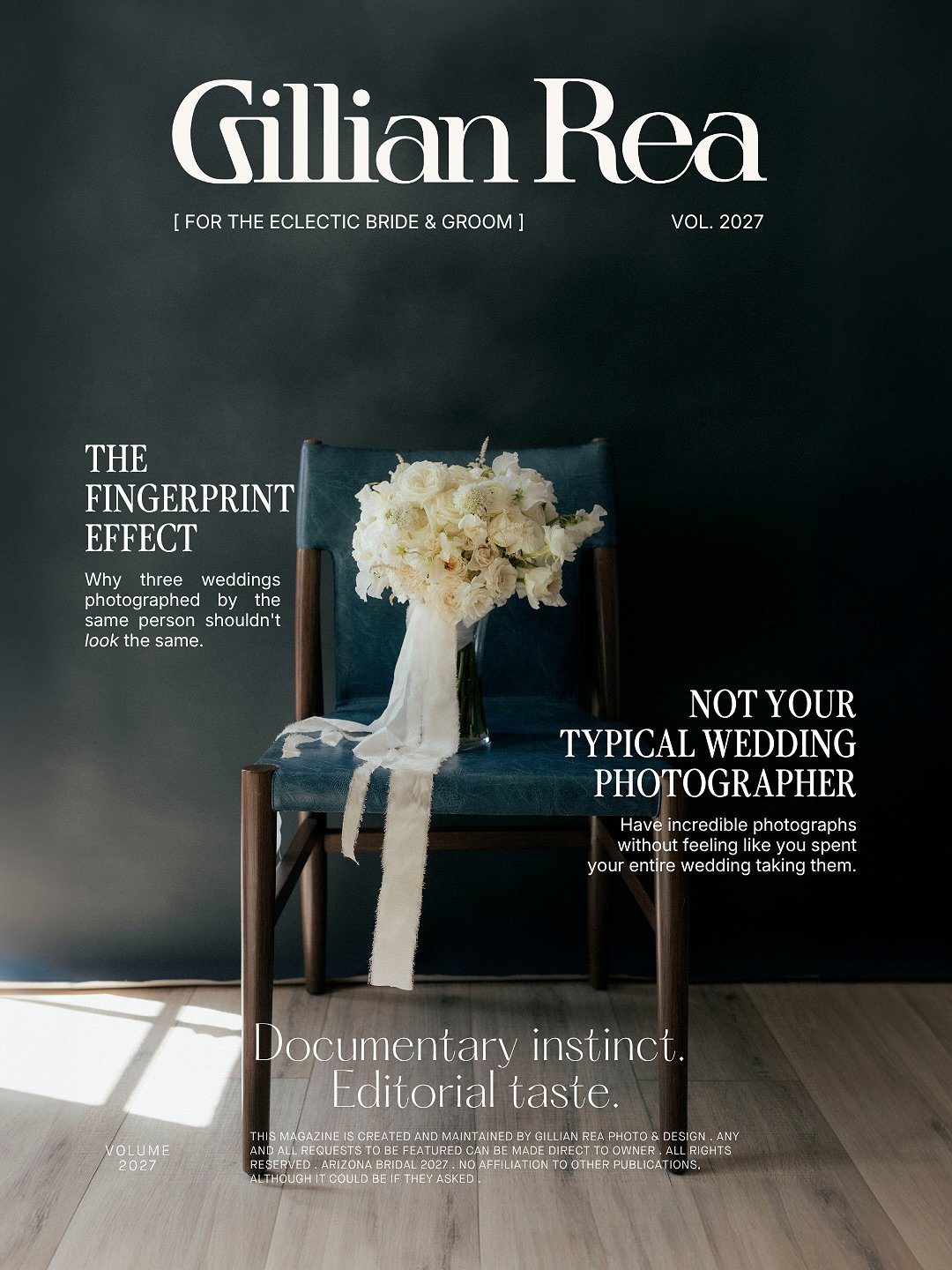 Hi, I&rsquo;m Gillian, a documentary wedding photographer in Phoenix, Arizona, for couples who want really cool photos without spending their whole wedding taking them. Documentary instinct, editorial taste, and a little film (or, I mean, a lot). If 