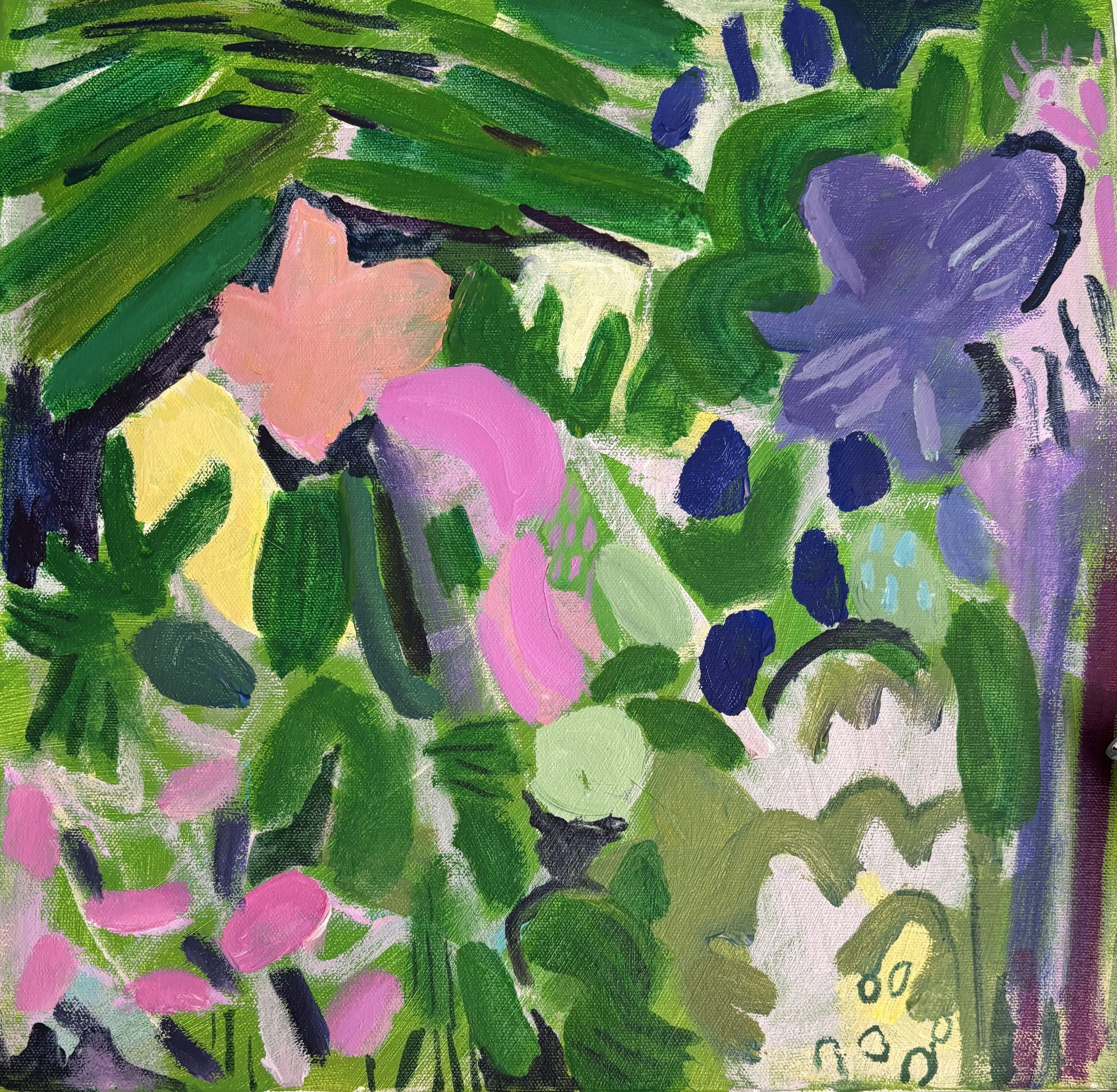 Garden Muse, 14 x 14 inch, Acrylic on Canvas, 2026