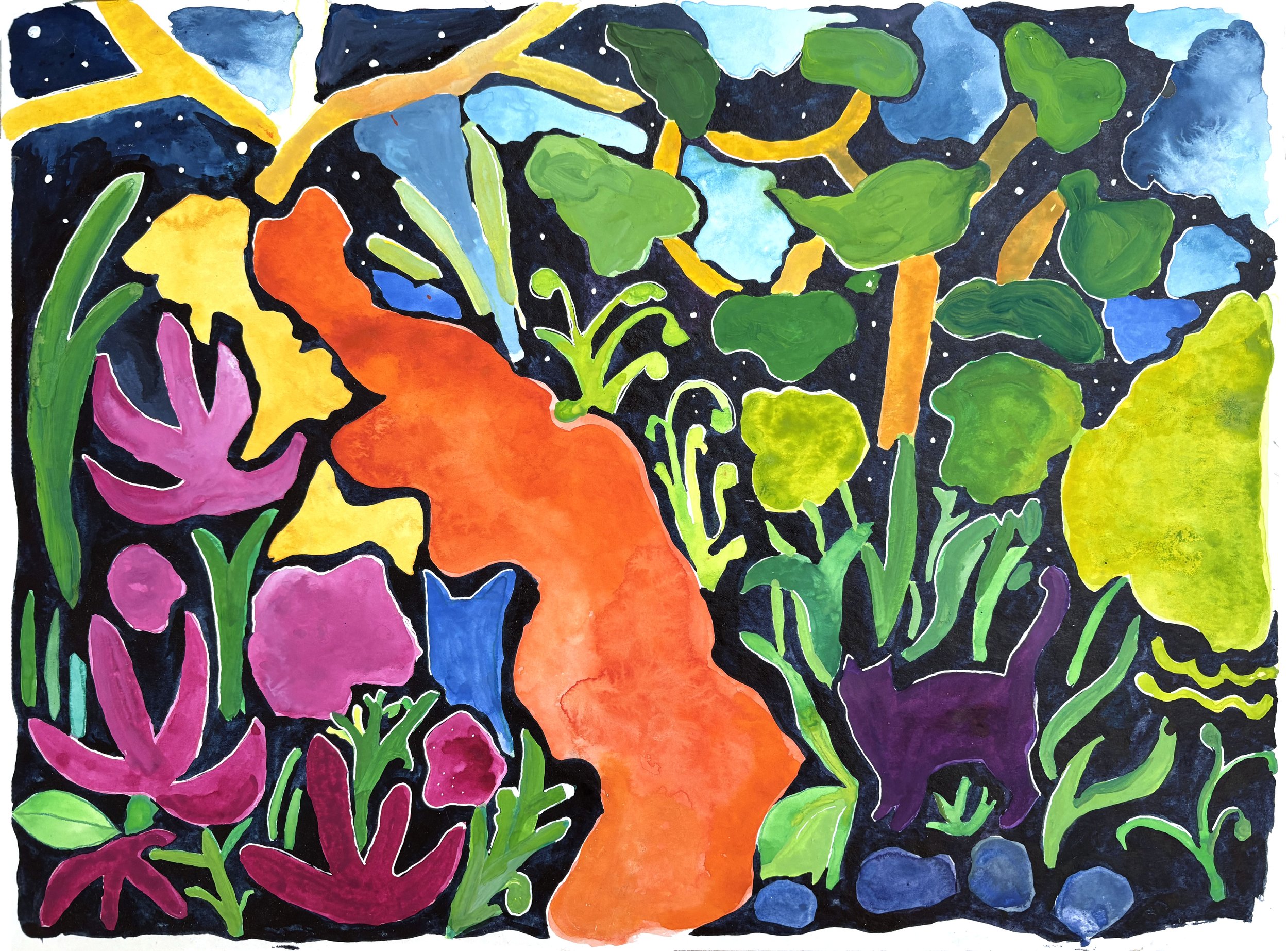 Willow, where are you now?, Gouache on acid free paper, 15 x 19 inches, 2024