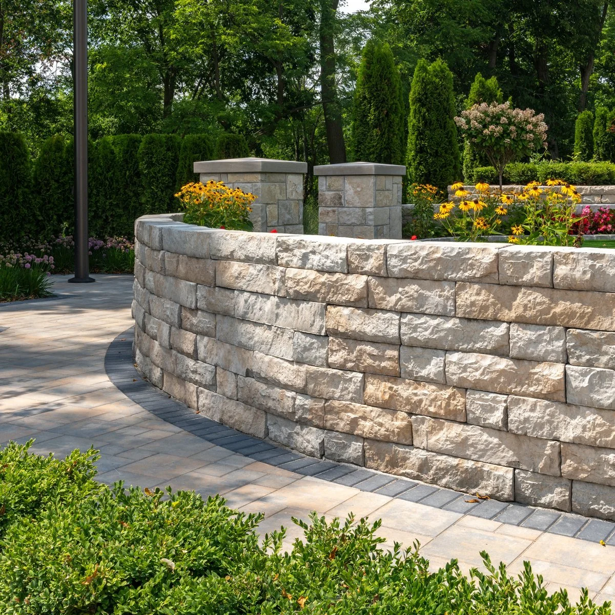 Retaining wall installation with tiered design in Smith Mountain Lake, VA
