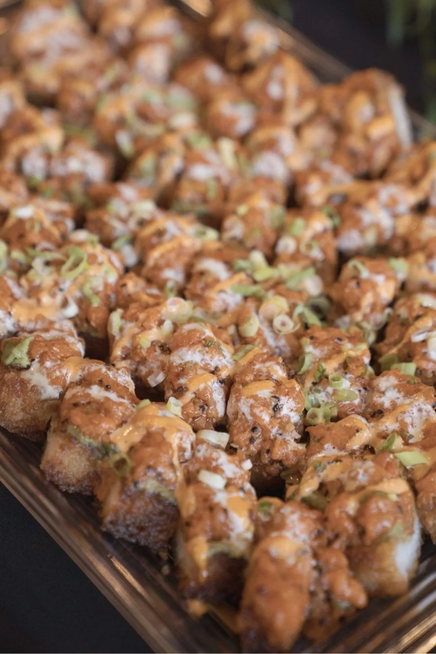 Crispy Rice. Spicy Tuna Crispy Rice. Spicy Salmon Crispy Rice. Sushi catering. Catering tray. Hawaiian catering
