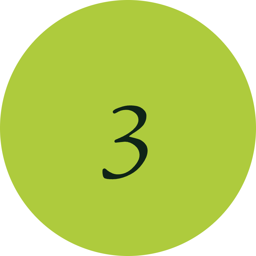 Green circle with the number 3 inside.