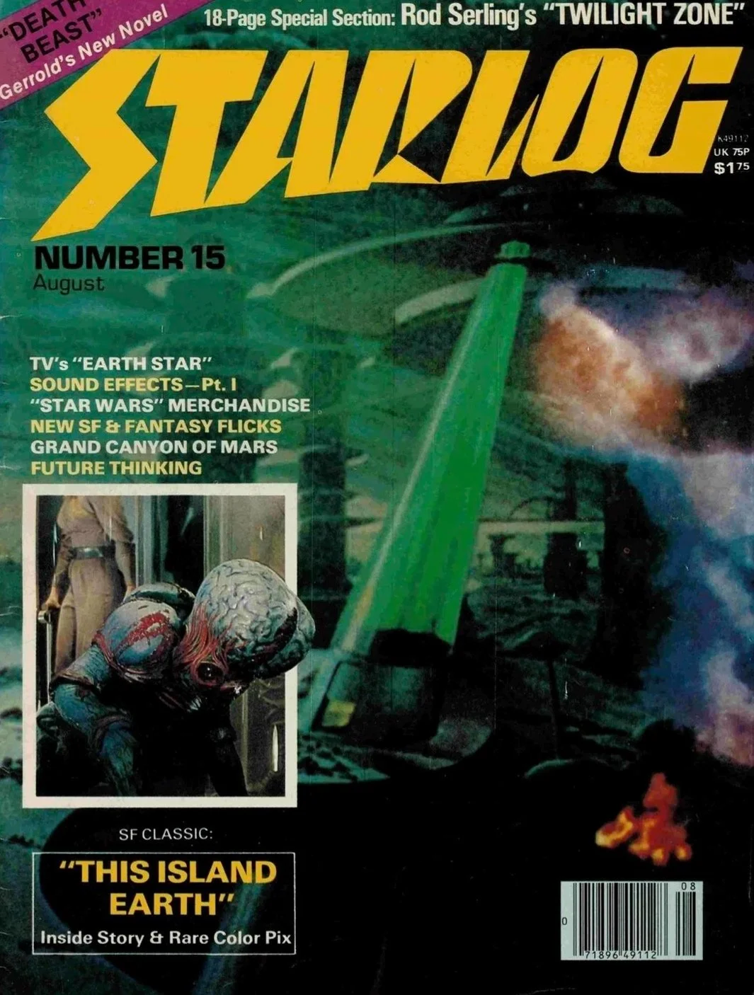 This is the cover of the issue of Starlog with the Twilight Zone Episode Guide that I gave to Neil referenced in the postcard. I met Neil briefly following the soundcheck before their show at the Toledo Sports Arena in November 1982.