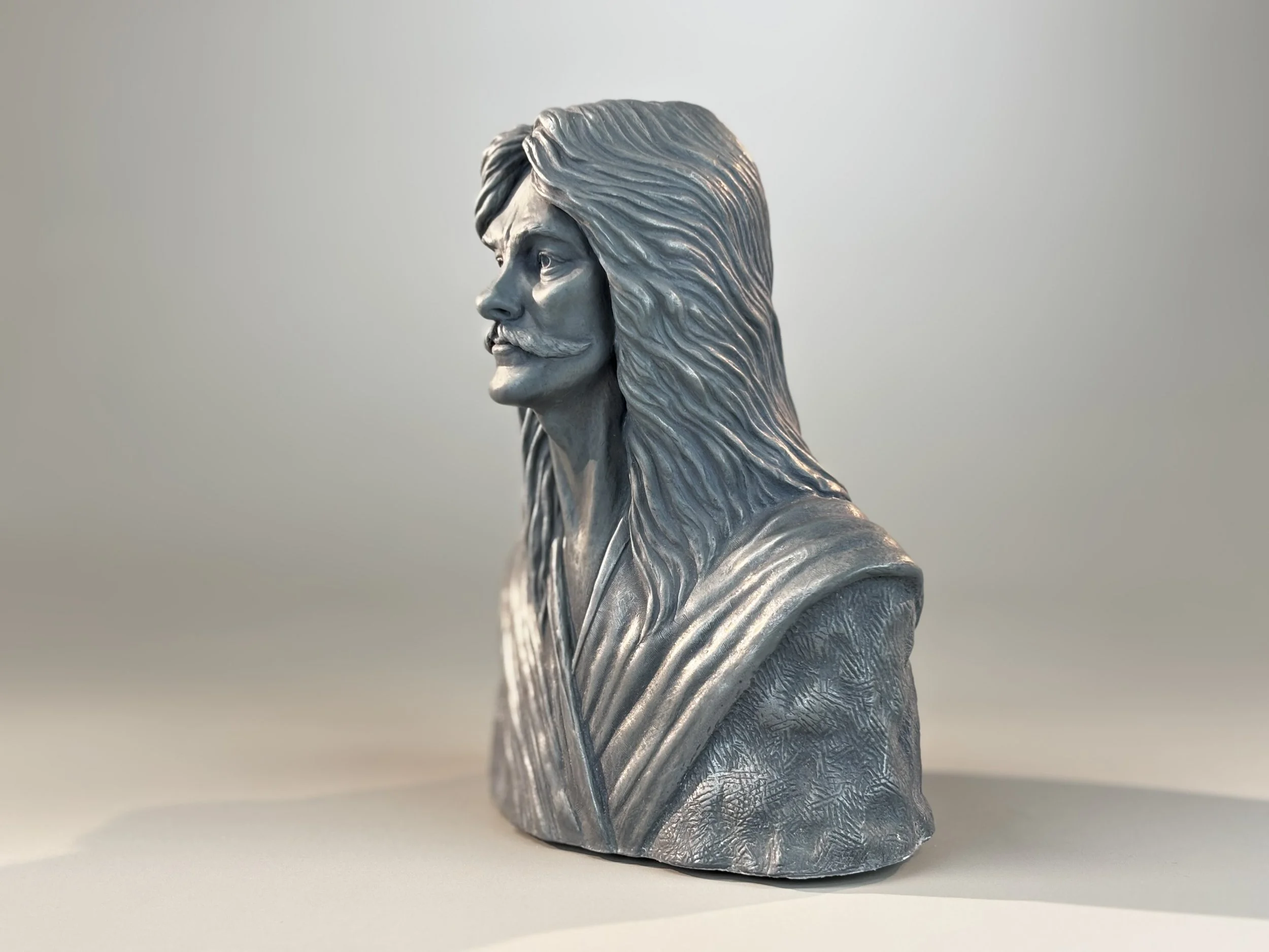 Neil Peart portrait Sculpture by Arnold G. © 2026 therushsculptor.com