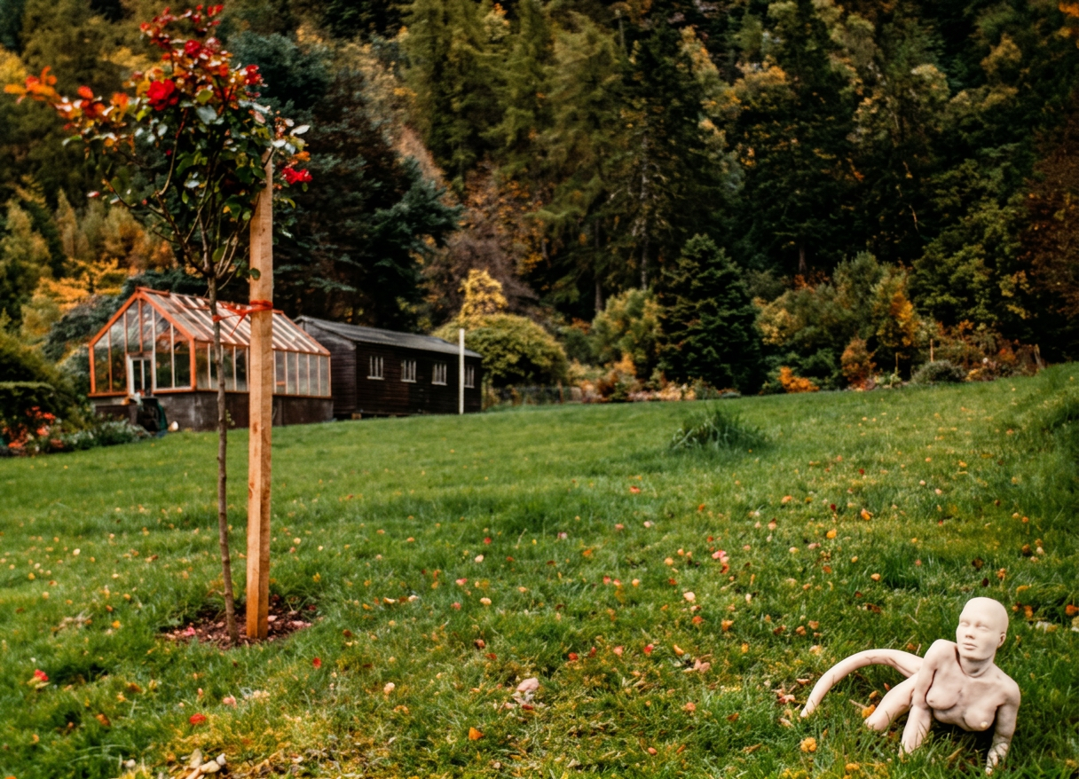 A view looking back from the front courtyard of Boleskine Lodge facing Northwest towards storied Loch Ness. The area just behind  this image is where Jimmy Page’s Fantasy sequence was filmed for the Song Remains the Same Movie released in 1976. Note 