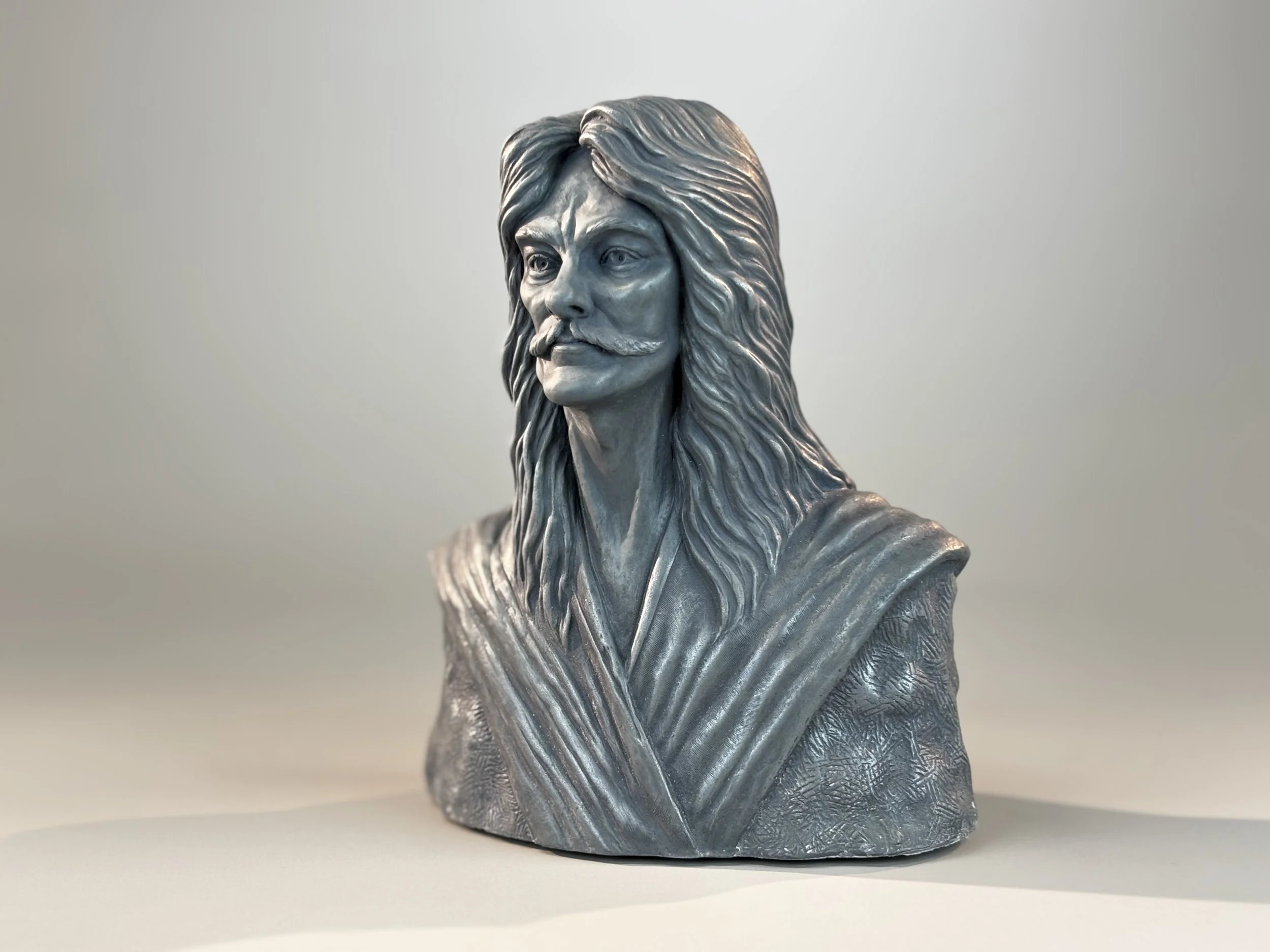 Neil Peart portrait Sculpture by Arnold G. © 2026 therushsculptor.com