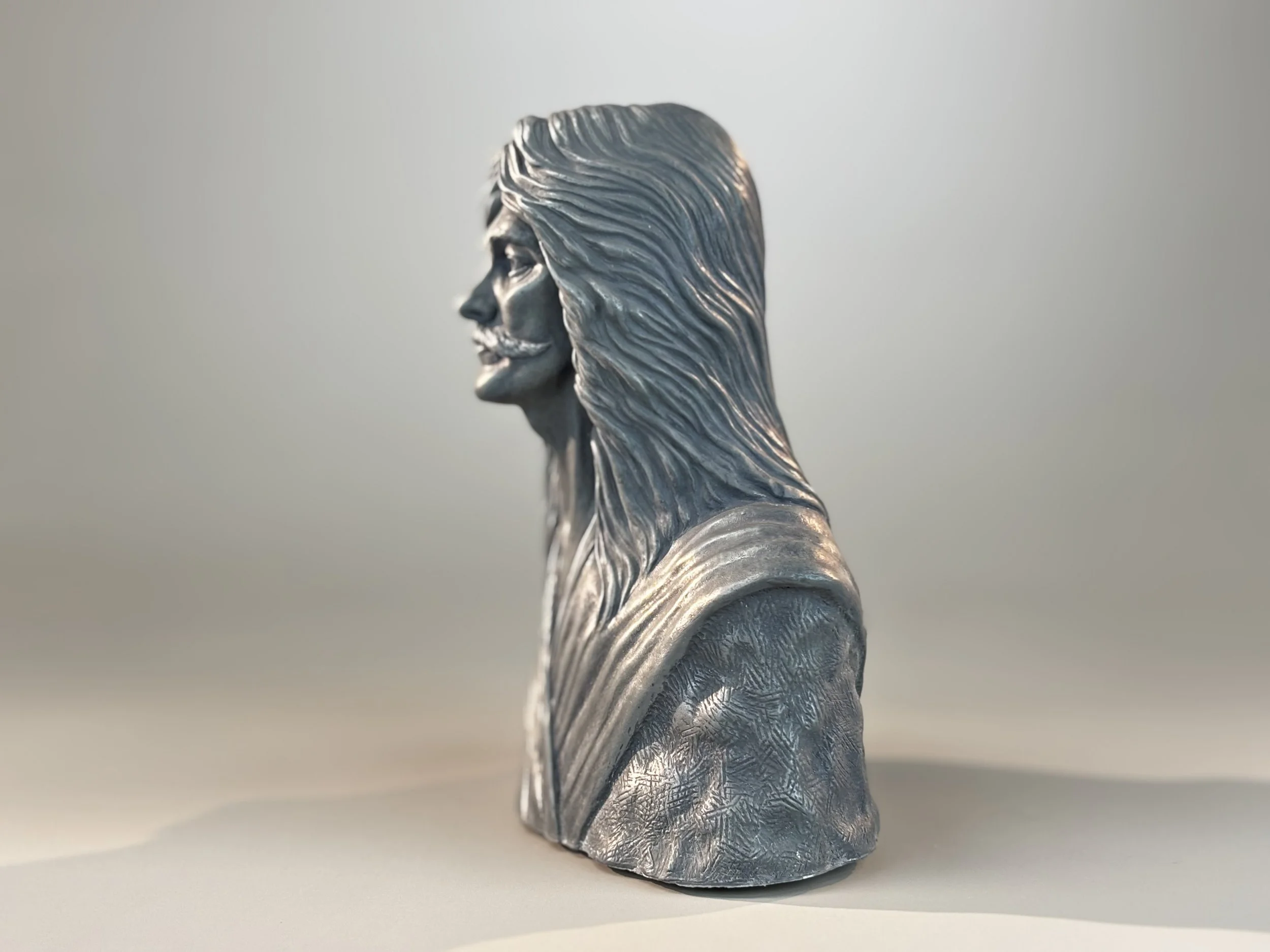 Neil Peart portrait Sculpture by Arnold G. © 2026 therushsculptor.com