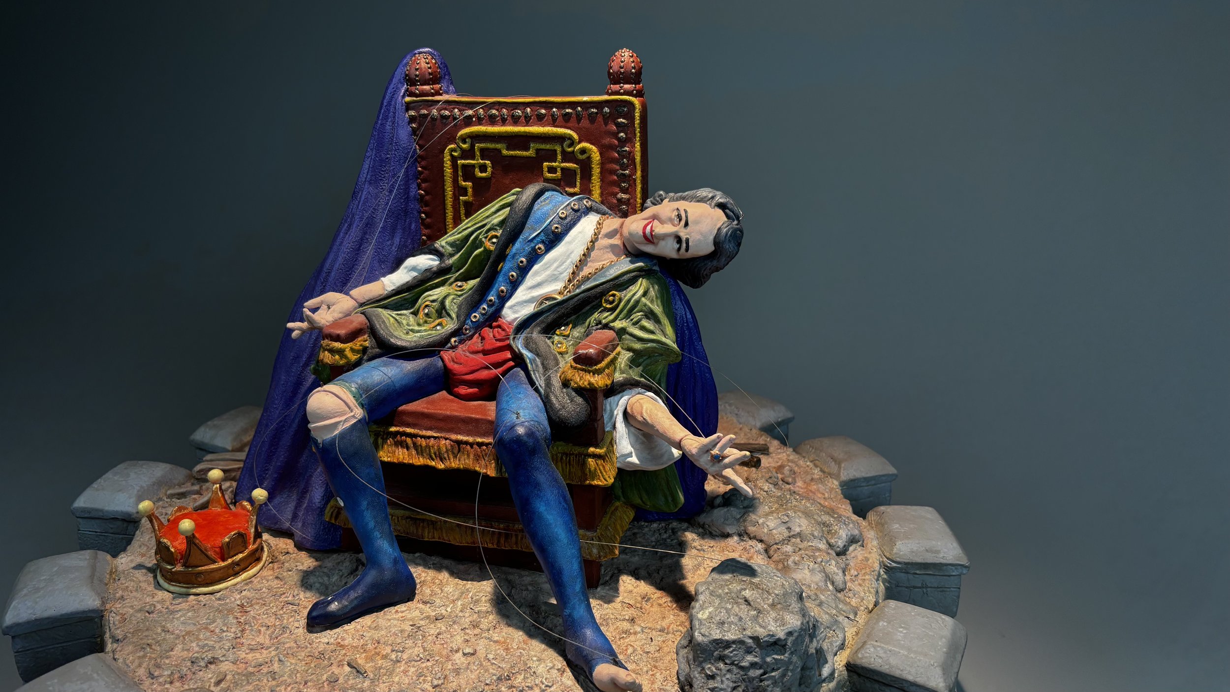 The Puppet King - Painted, Cast Resin - ©2026 Arnold G. therushsculptor.com
