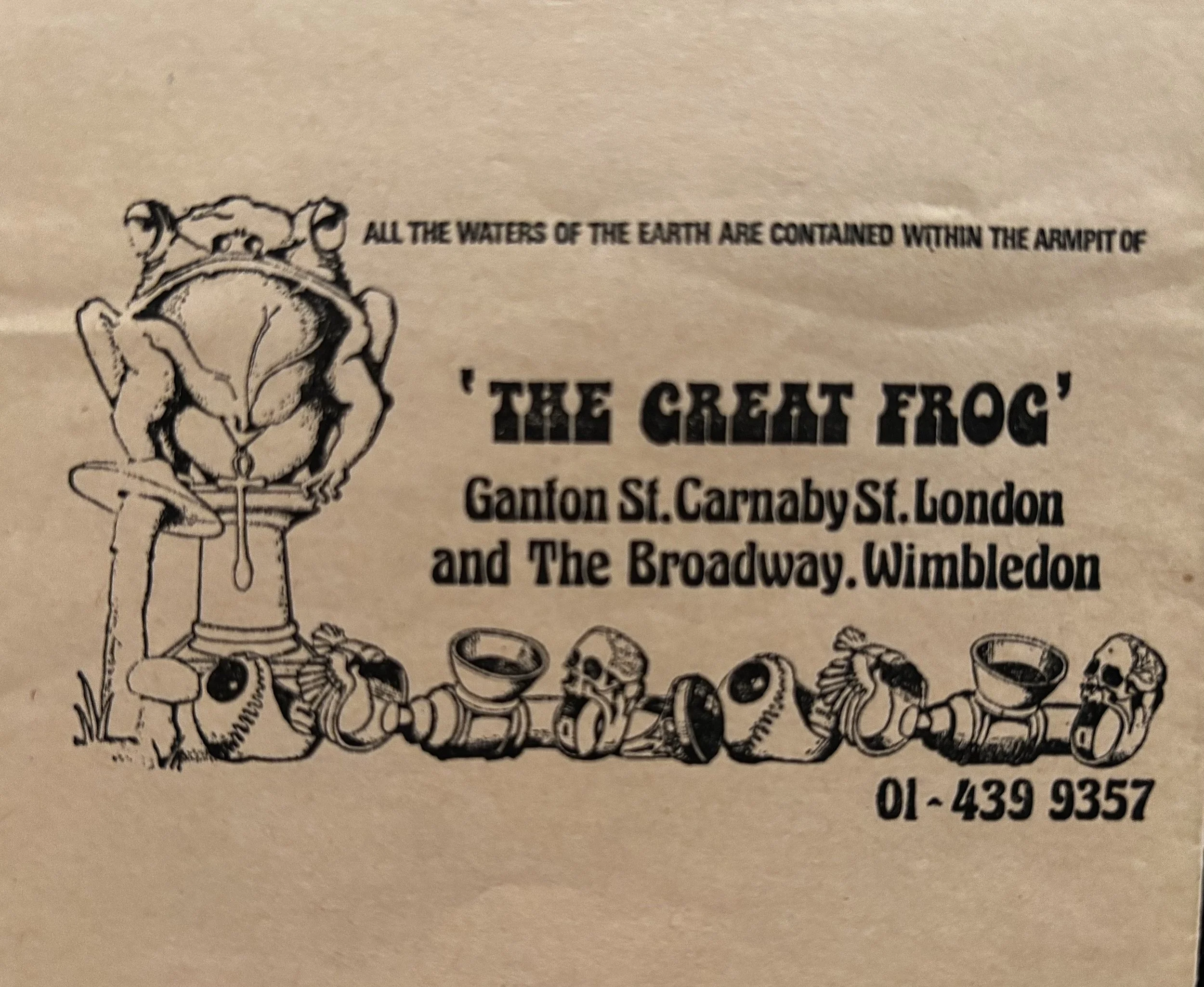 While visiting Carnaby Street in London, I happened upon a cool, silver jewelry shop called The Great Frog with a Rush connection. This was the envelope that they provided for small silver jewelry pieces like their rings. Yes, I did buy two rings whi
