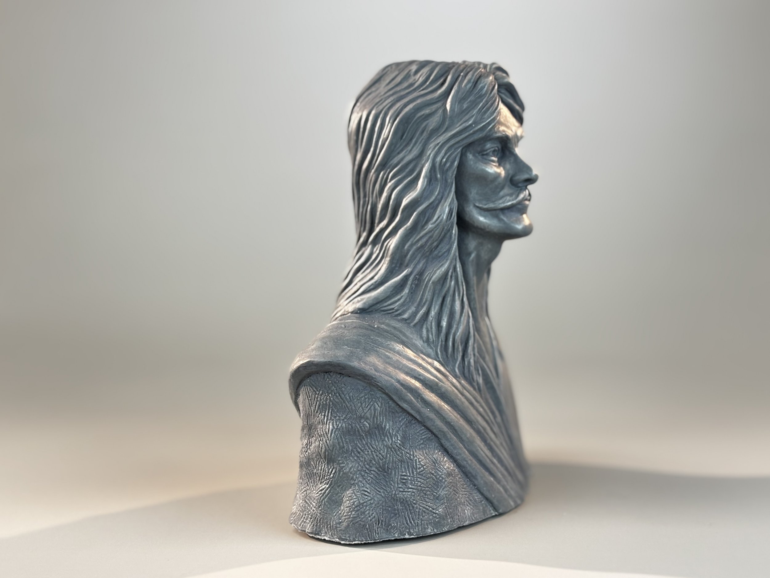 Neil Peart portrait Sculpture by Arnold G. © 2026 therushsculptor.com