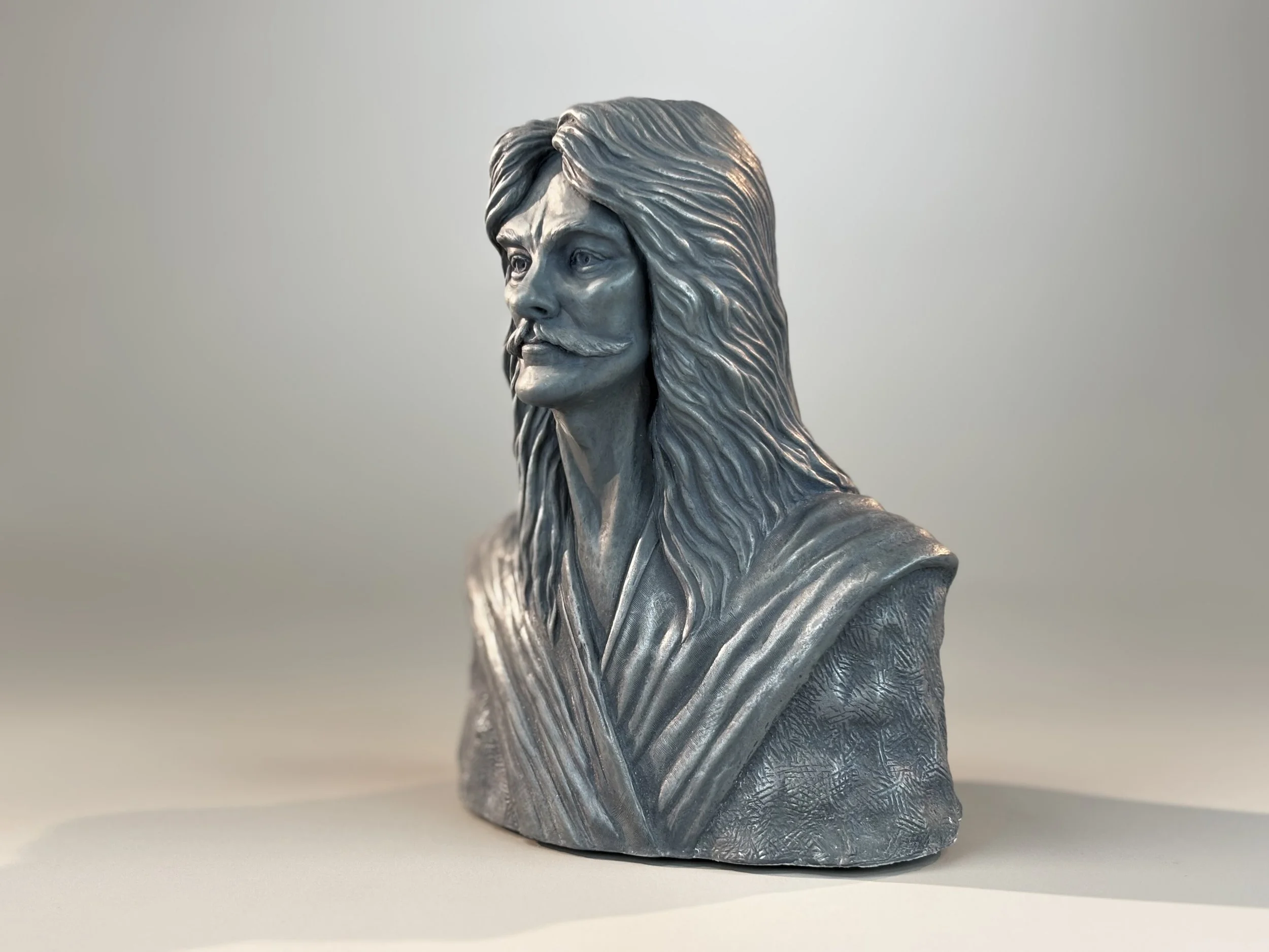 Neil Peart portrait Sculpture by Arnold G. © 2026 therushsculptor.com