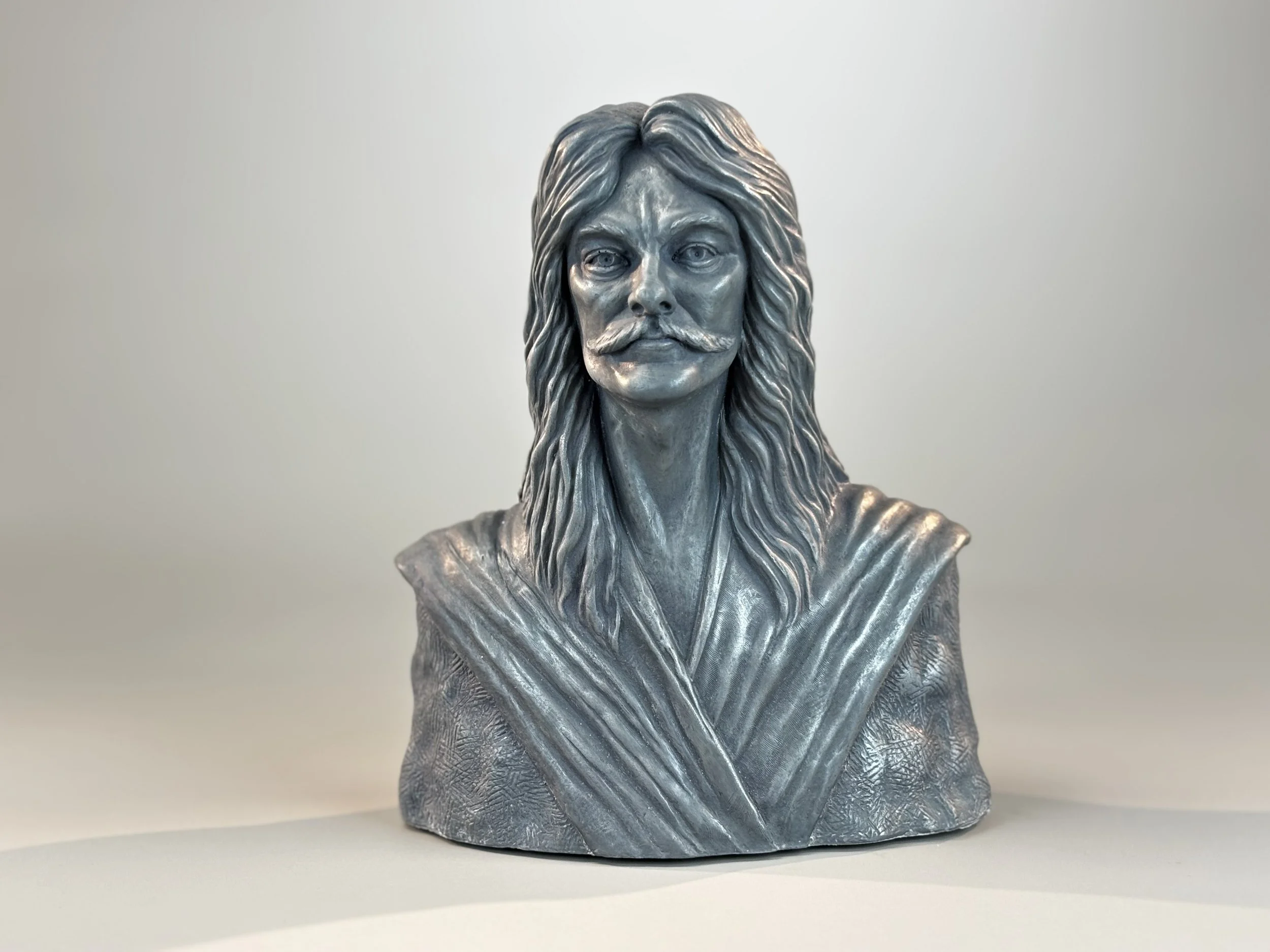 Neil Peart portrait Sculpture by Arnold G. © 2026 therushsculptor.com