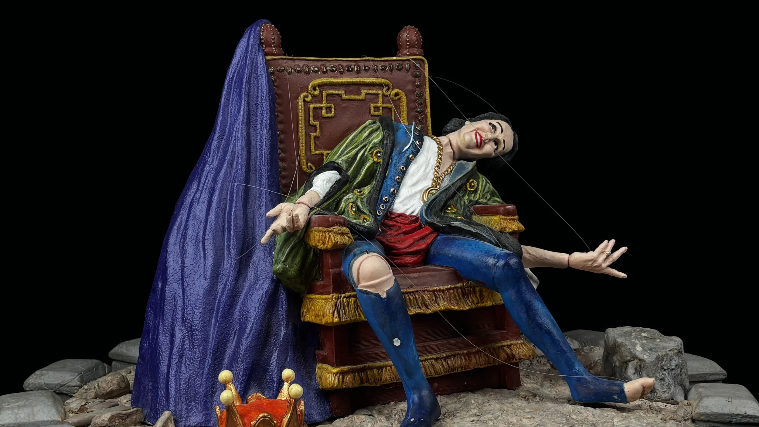 The Puppet King - Painted, Cast Resin - ©2026 Arnold G. therushsculptor.com
