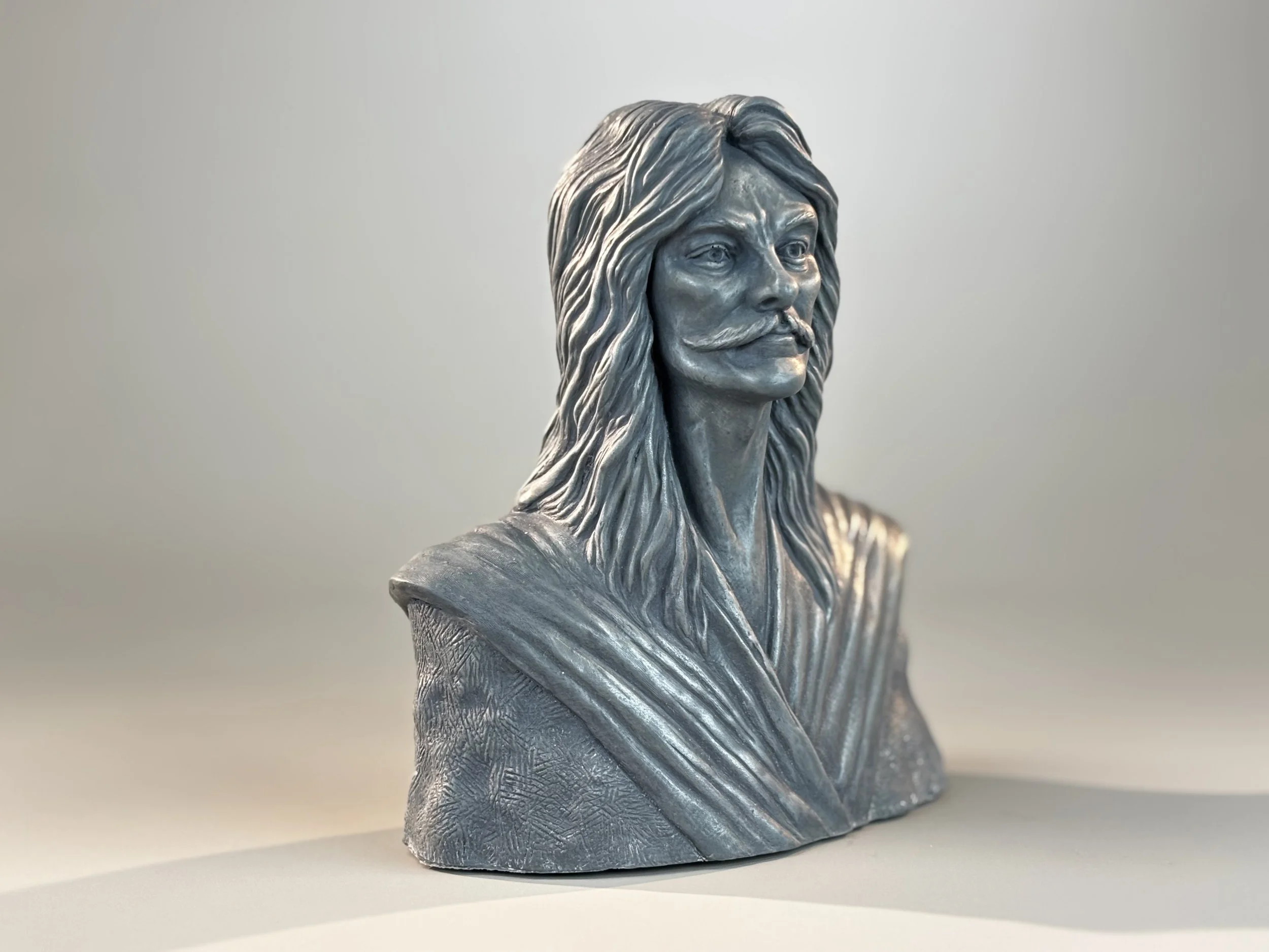 Neil Peart portrait Sculpture by Arnold G. © 2026 therushsculptor.com