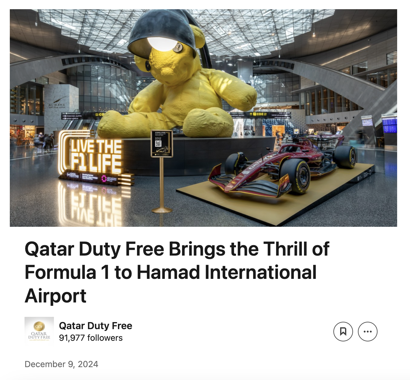 Qatar Duty Free activation case study on LinkedIn article post