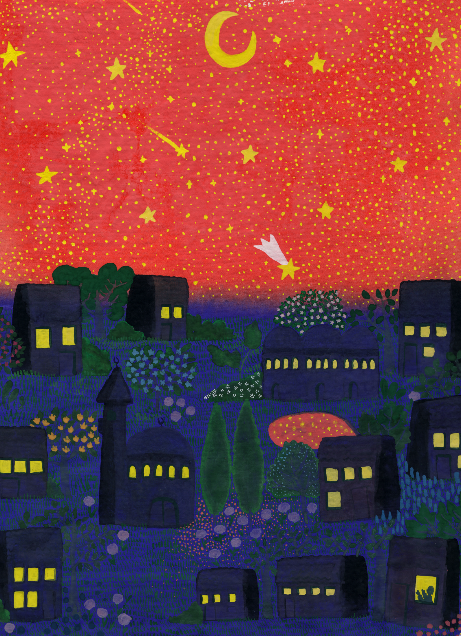 kadir gecesi, postercolor on paper