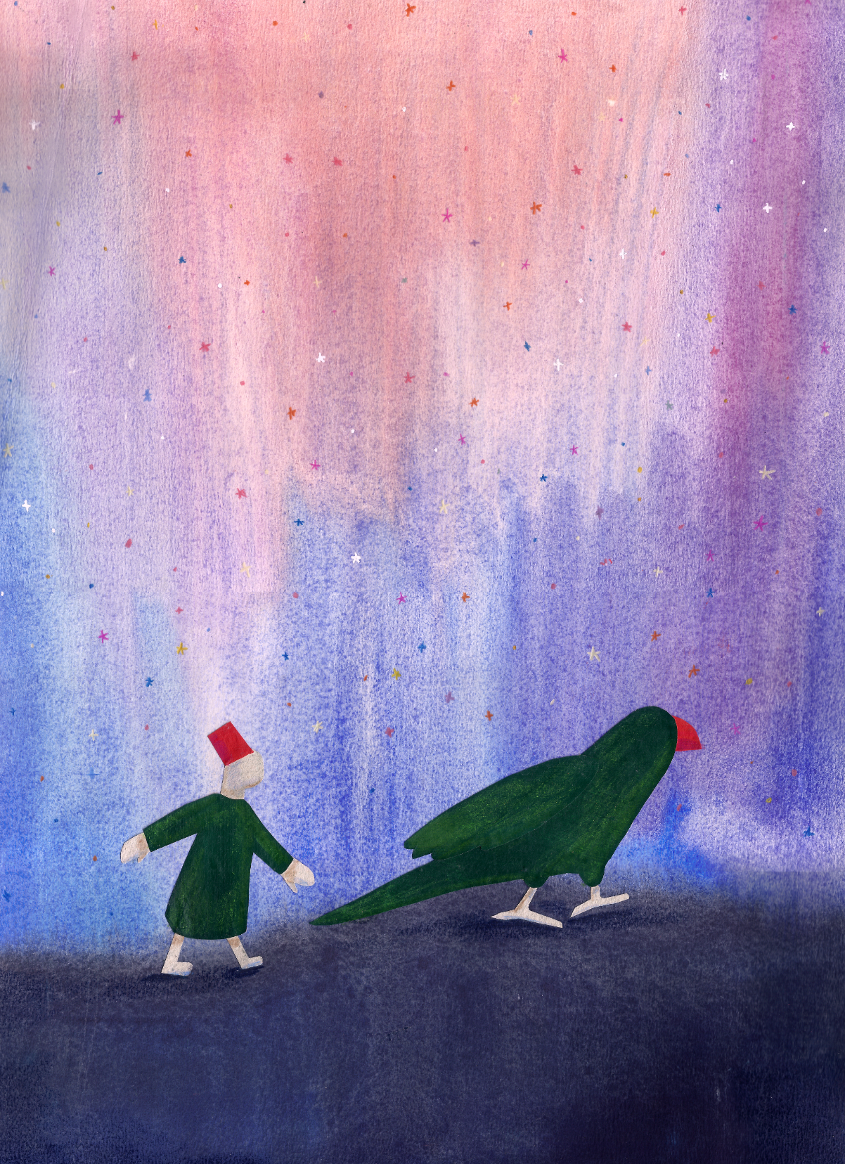 guide me, mixed media on paper