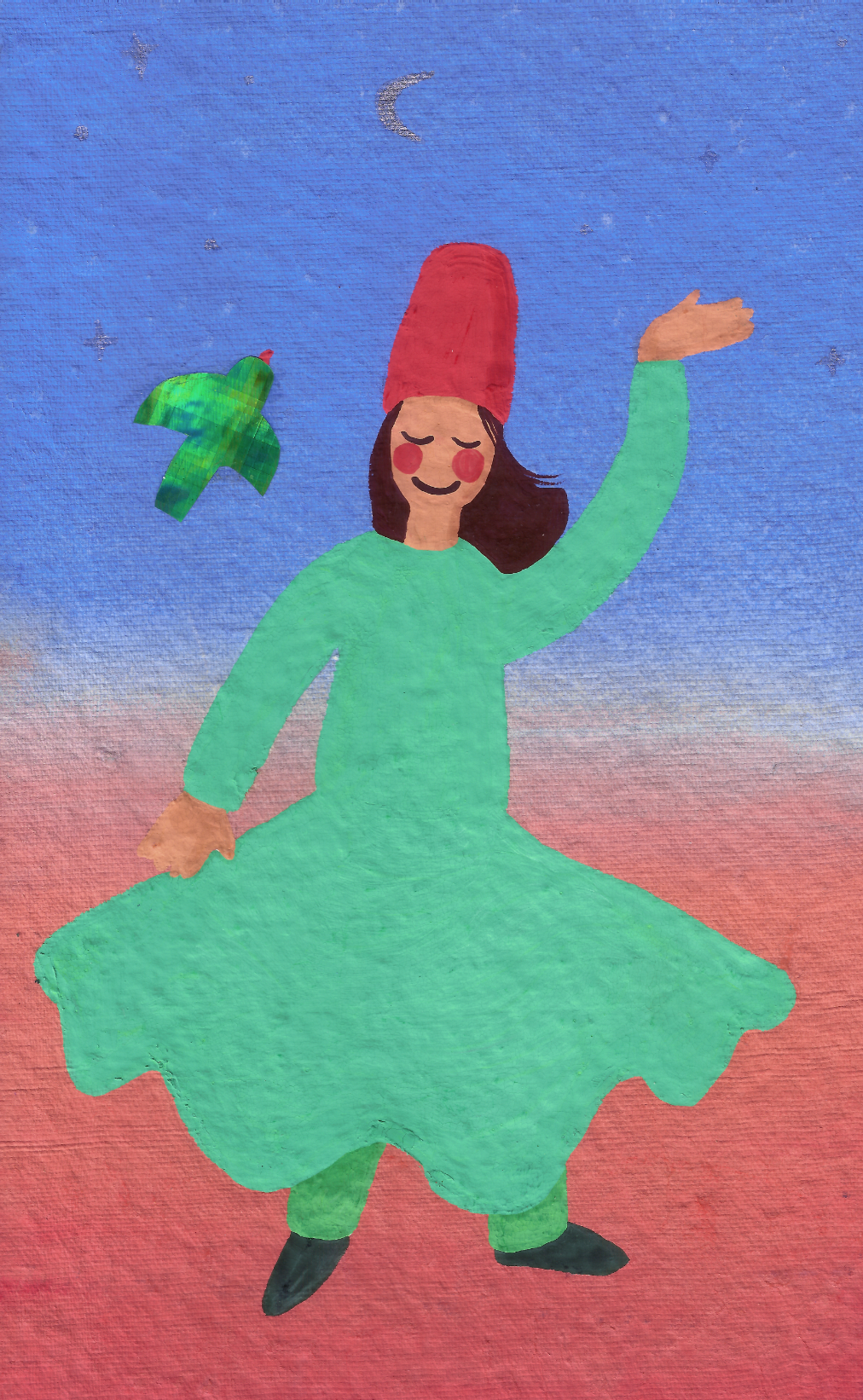 twirl, mixed media on paper