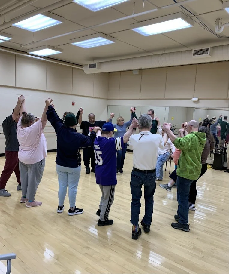 A Group of SOAR friends dancing together at a Dance Fitness Class 