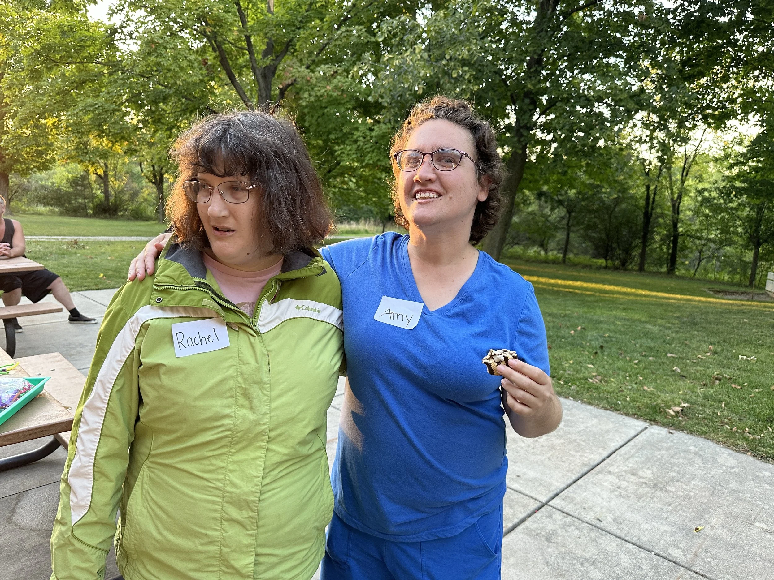 2 SOAR friends enjoying smores at our Fall Fest September 2024
