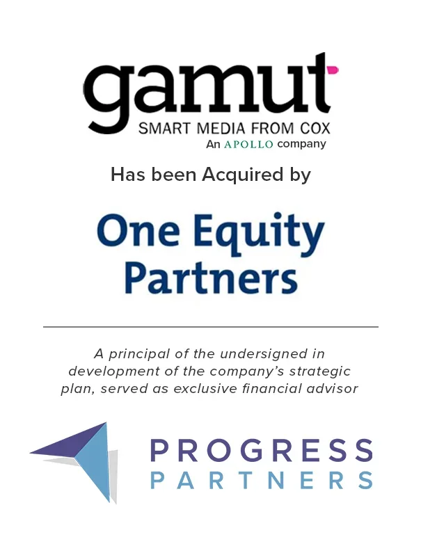 Progress Partners Advises Gamut on its Acquisition by One Equity Partners