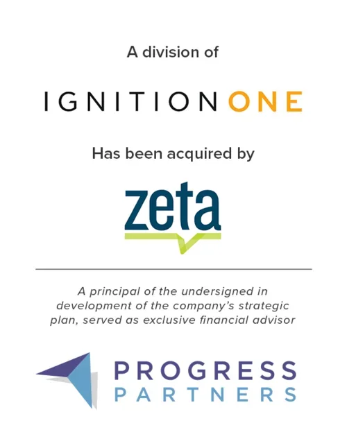 Progress Partners Advises IgnitionOne on its Acquisition by Zeta