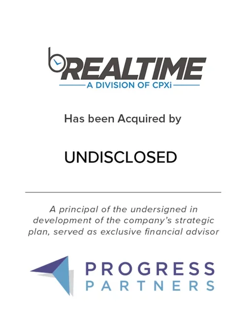 Progress Partners Advises bRealTime on its Successful Acquisition
