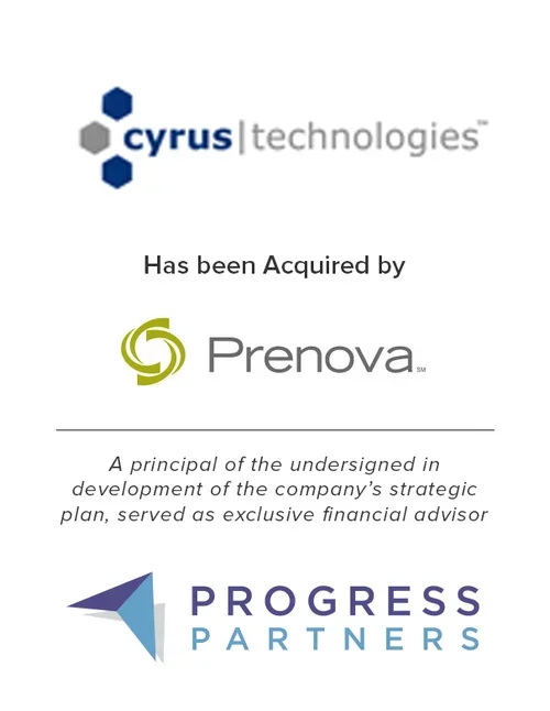 Progress Partners advises Cyrus Technologies on its Acquisition by Prenova