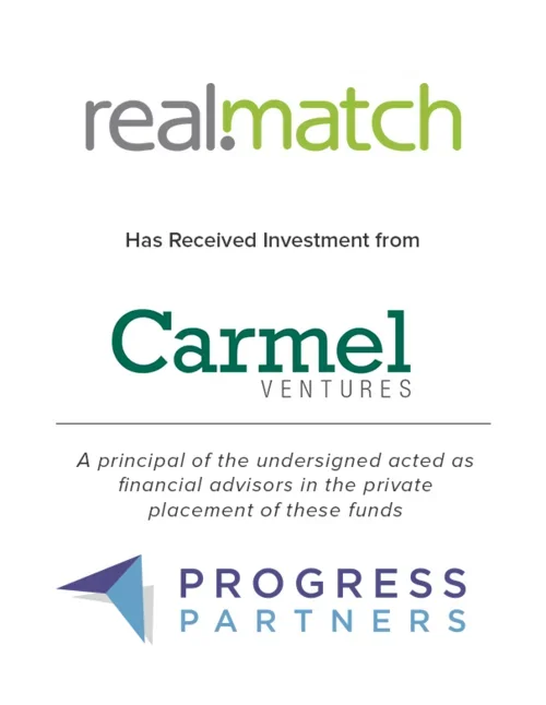 Progress Partners Advises RealMatch on Receiving Investment from Carmel Ventures