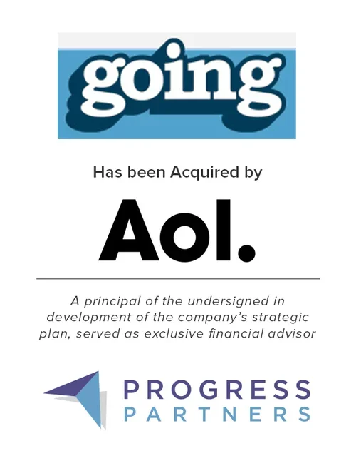 Progress Partners Advises Going in its Acquisition by AOL