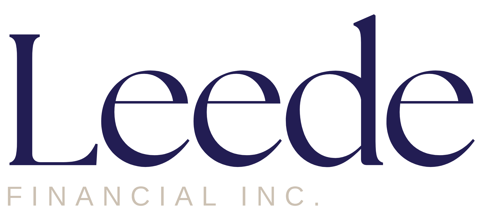 Logo for Leede Financial Inc., with the company name in large dark blue letters and the tagline 'Financial Inc.' in smaller gray letters below.