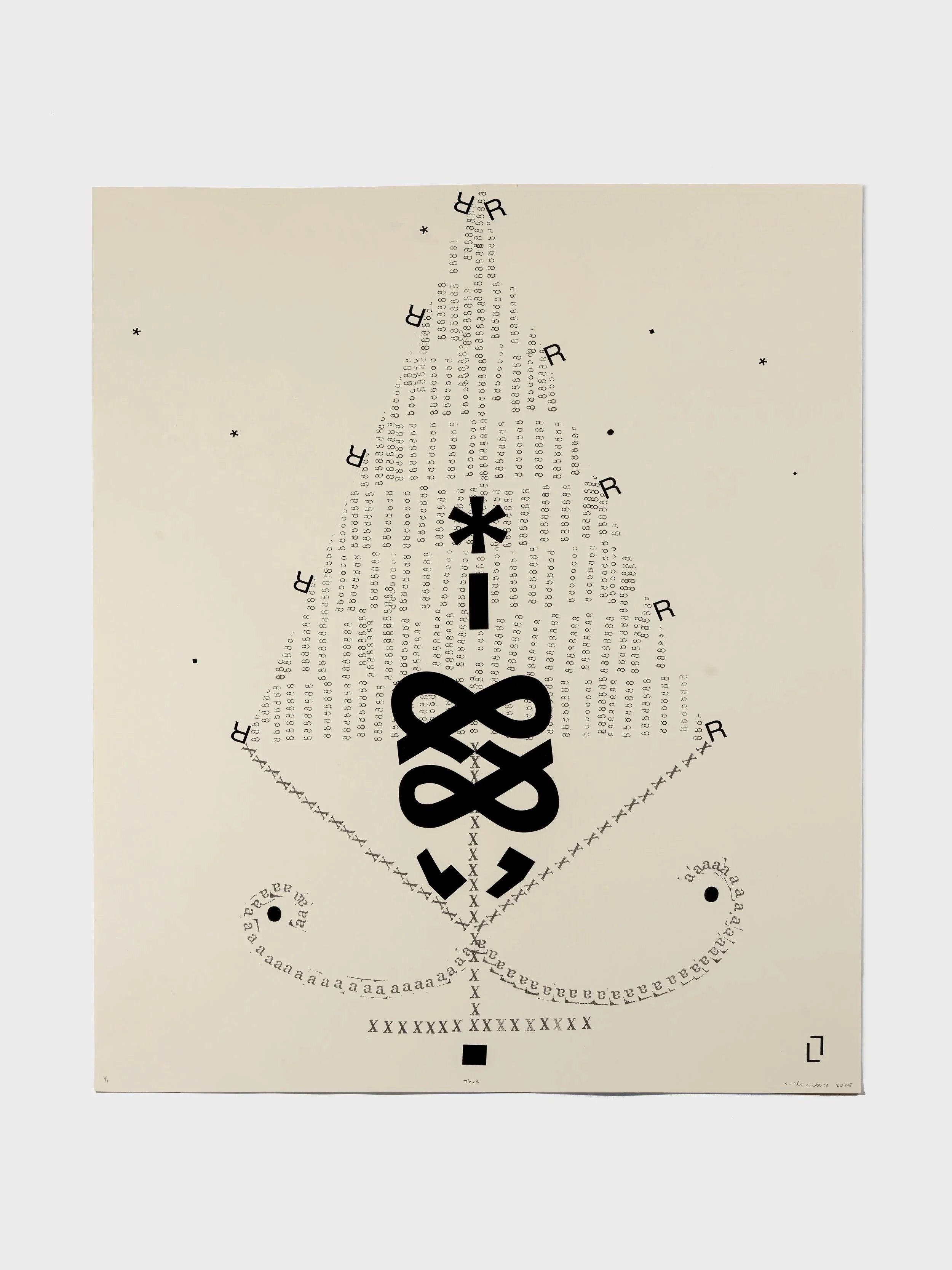 &, 2025,  Letraset, stamping, gouache on Stonehenge colored paper, 30 x 22 in.