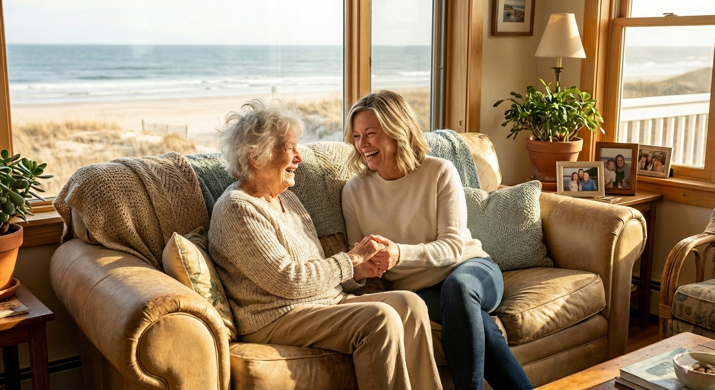 In-home wellbeing visit for senior woman Sunshine Coast