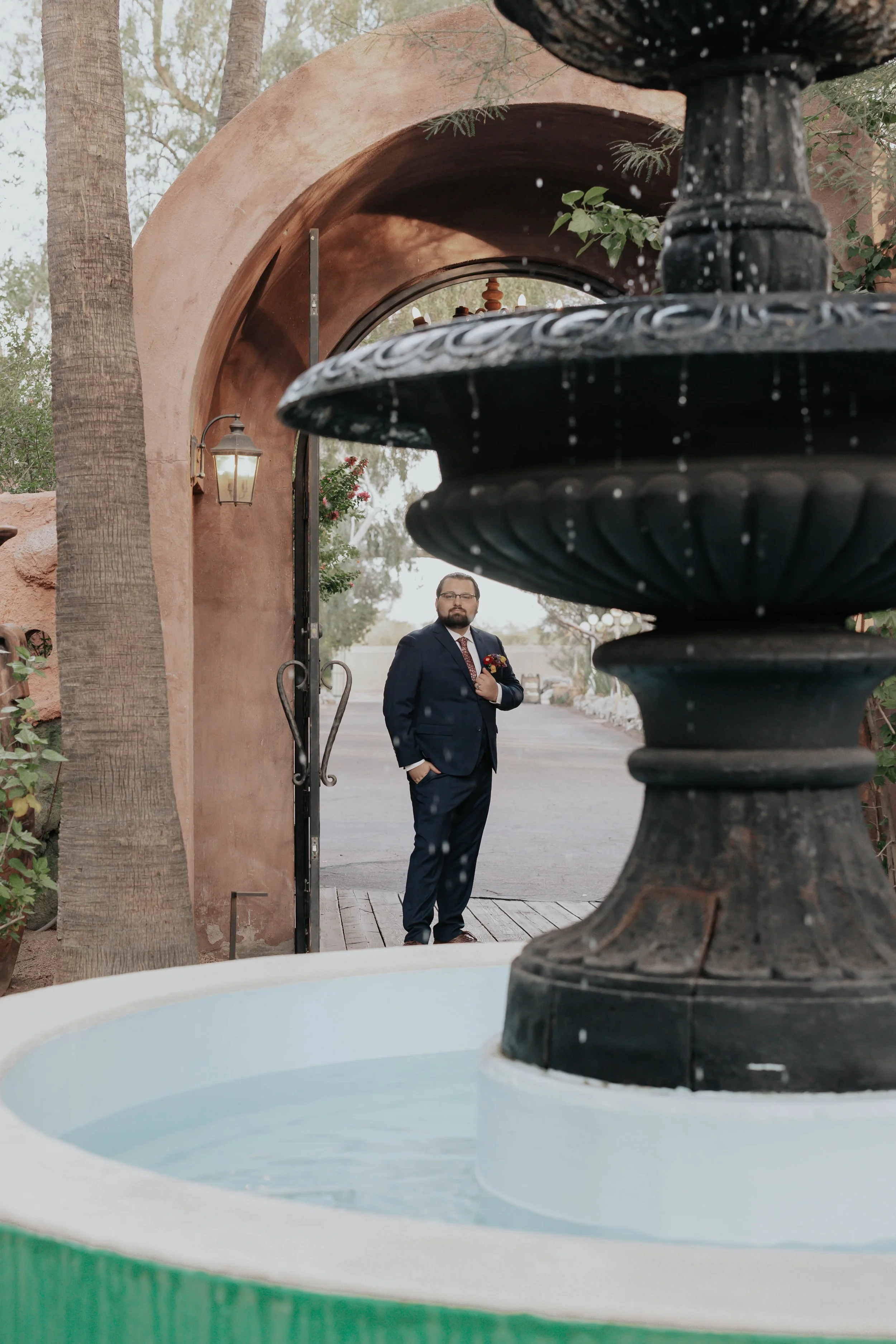After the ceremony, Lauren and Joel explored the beautiful garden paths and adobe architecture of the Boojum Tree for their wedding portraits. Surrounded by desert greenery and warm Phoenix light, these moments captured the joy and excitement of thei