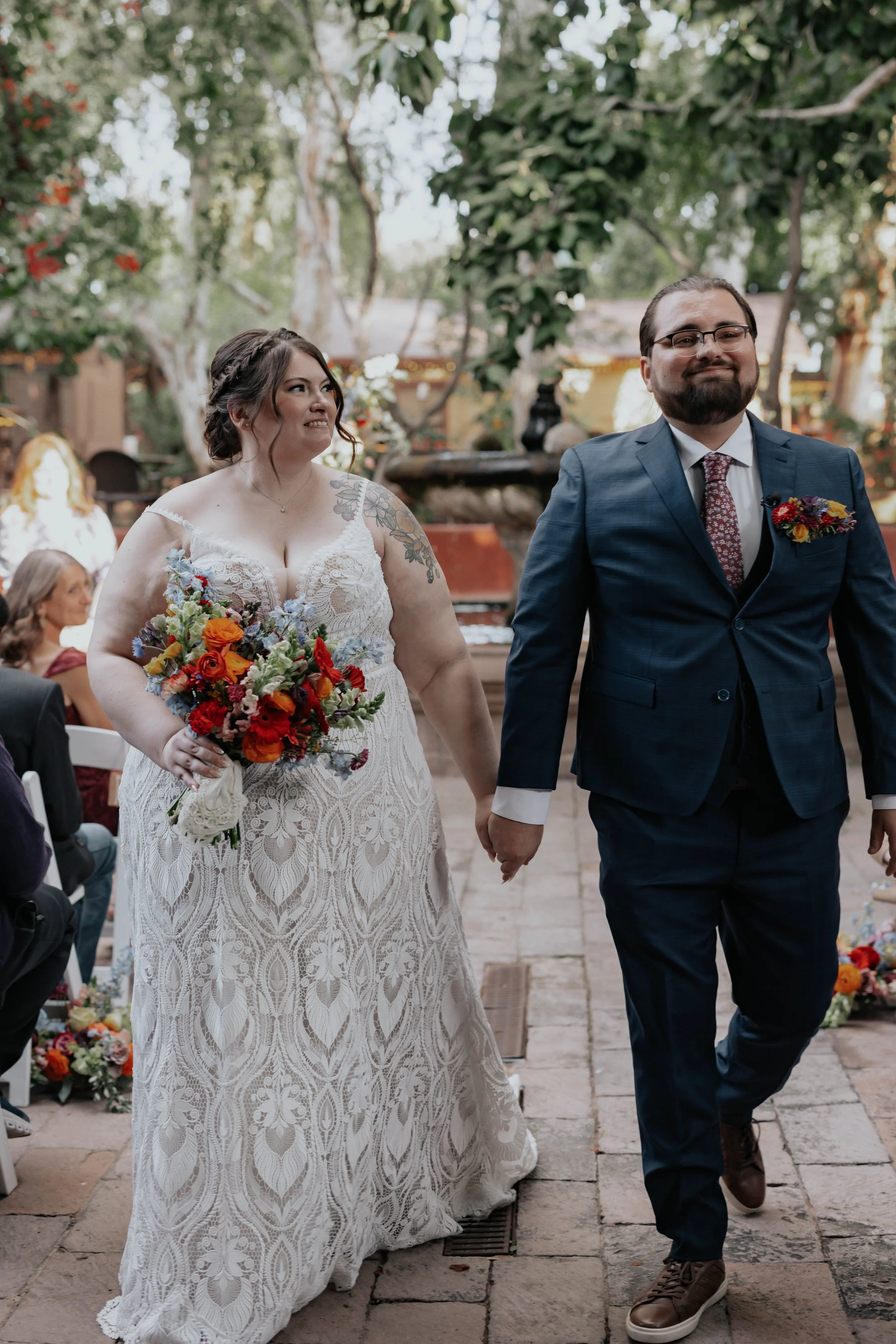 Lauren and Joel exchanged vows surrounded by family and friends in the lush garden courtyard of the Boojum Tree in Phoenix. With vibrant florals and warm desert light, the ceremony created a beautiful and intimate moment at one of Arizona’s most uniq