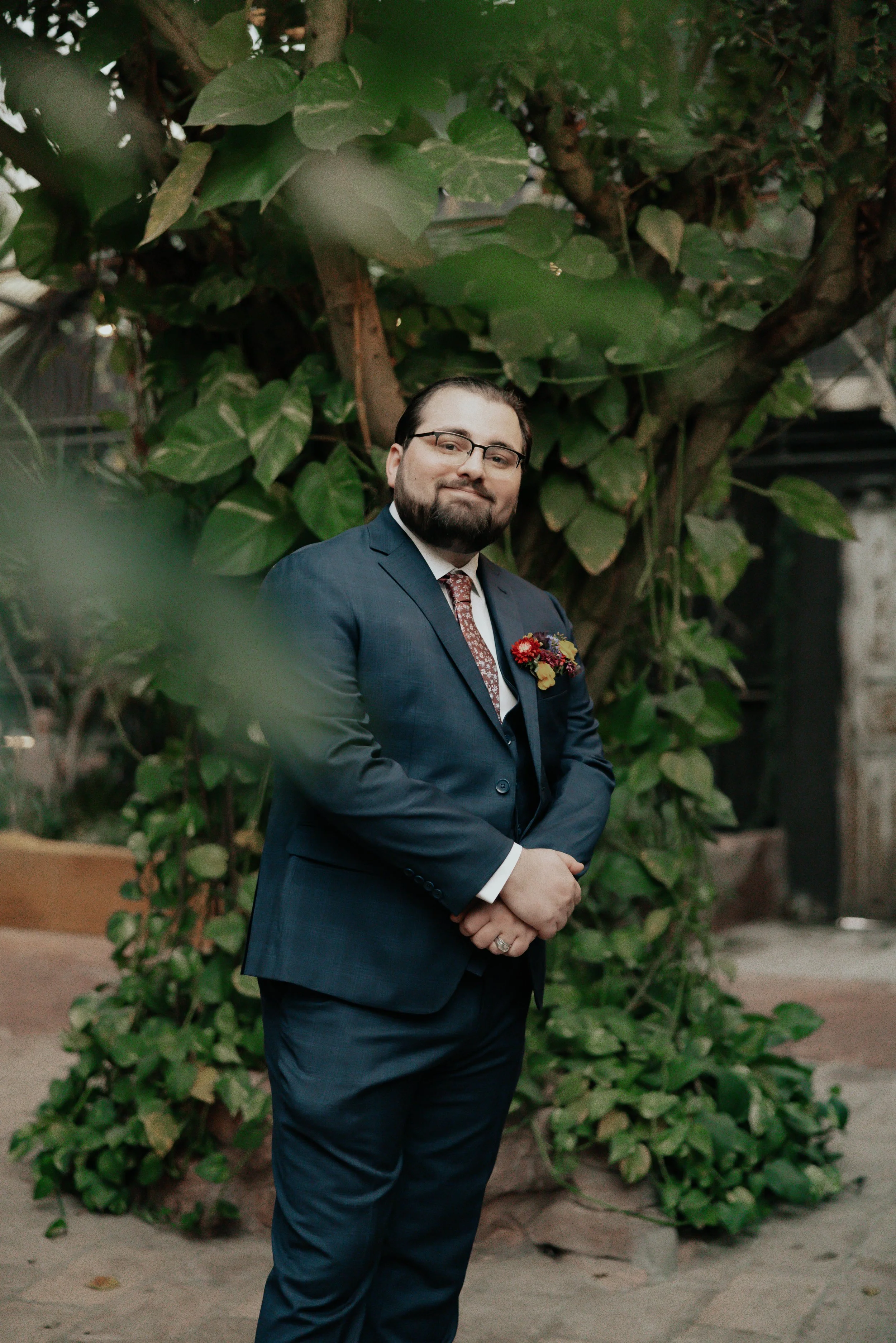 After the ceremony, Lauren and Joel explored the beautiful garden paths and adobe architecture of the Boojum Tree for their wedding portraits. Surrounded by desert greenery and warm Phoenix light, these moments captured the joy and excitement of thei