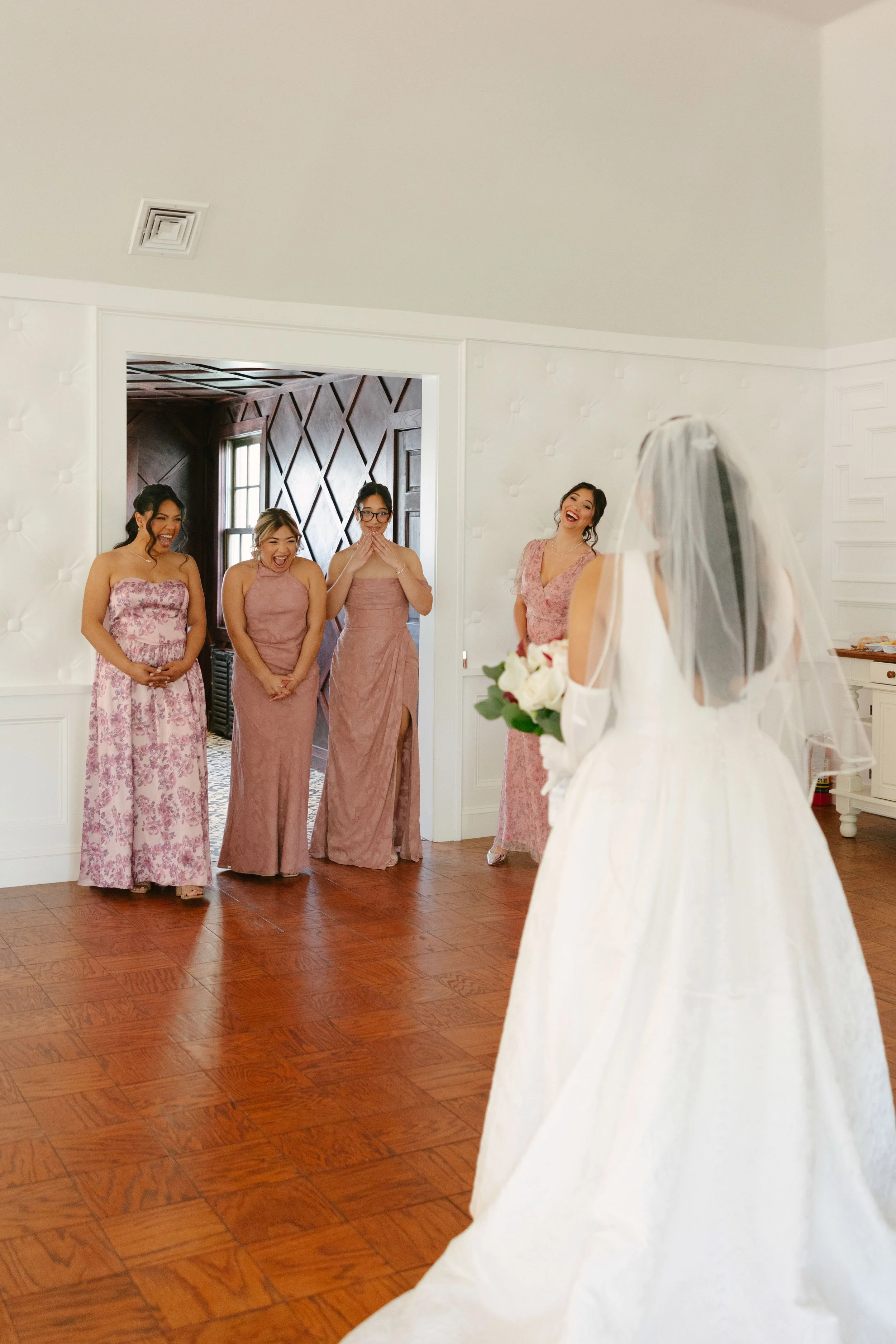 Hotel DuVillage wedding in Pennsylvania featuring bridal details, getting ready moments, candid portraits, first look with bridesmaids and 35mm film photography by Raw By Laura.