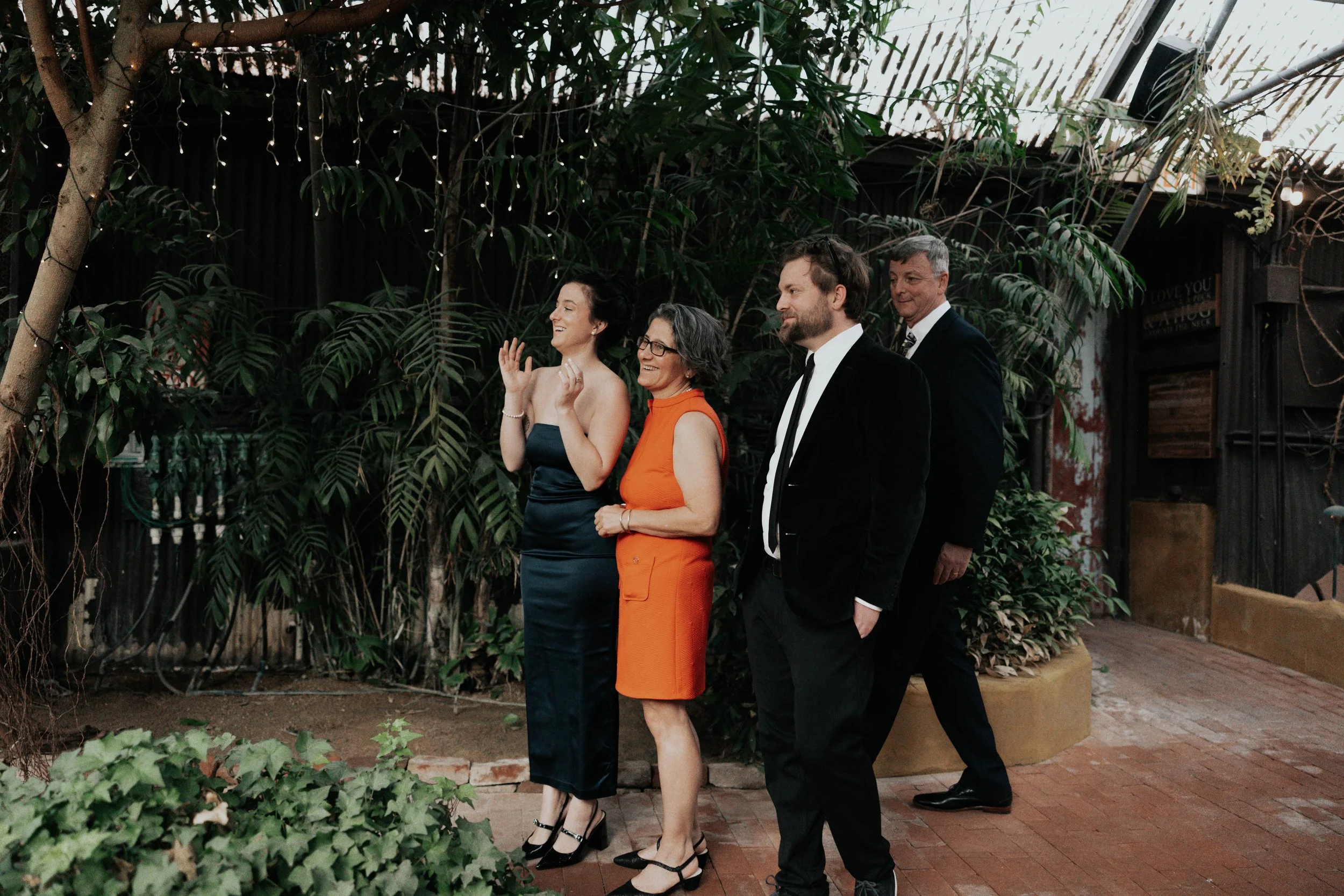 Before the ceremony, Lauren and Joel shared a joyful first look surrounded by the lush greenery of the Boojum Tree in Phoenix. These quiet moments together allowed them to take in the excitement of the day while capturing relaxed portraits before cel